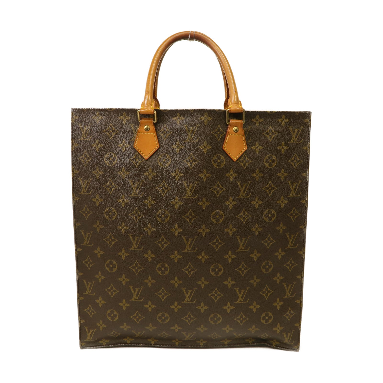 LOUIS VUITTON Monogram Sac Plat金扣手挽袋啡色