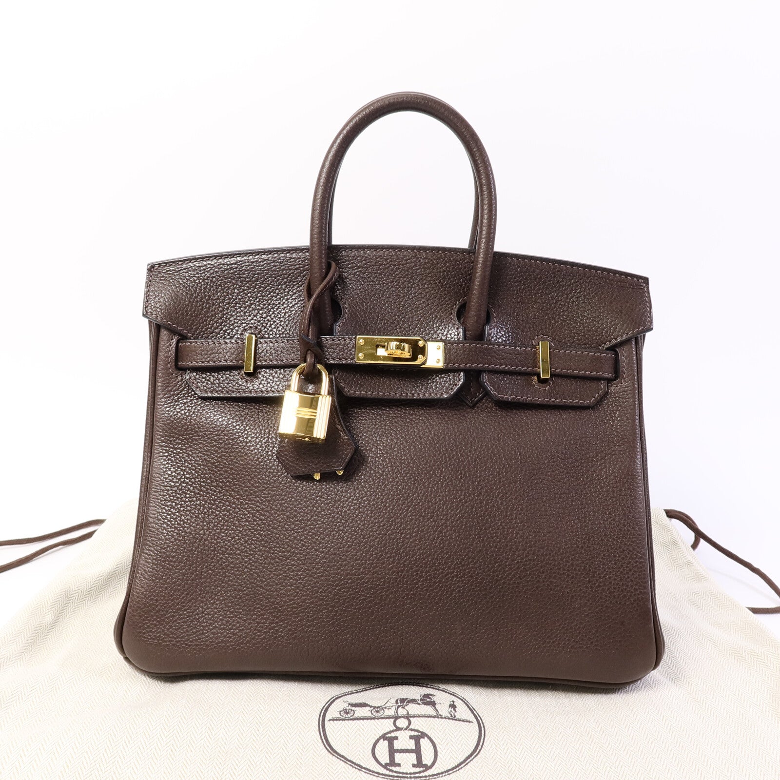HERMES Barenia皮革Birkin 25手挽袋Ebene
