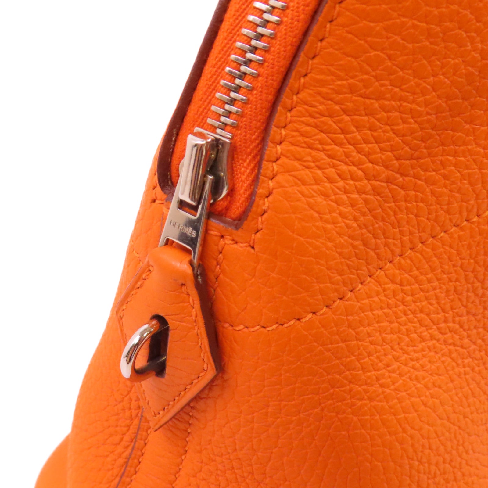 HERMES PHW Bolide 31 Handbag Shoulder Bag Clemence Leather Orange