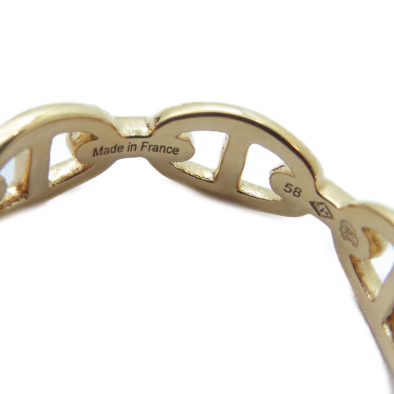 HERMES 18K玫瑰金Chaine D'ancre Enchainee Ring戒指HERMES#58/US#8.25