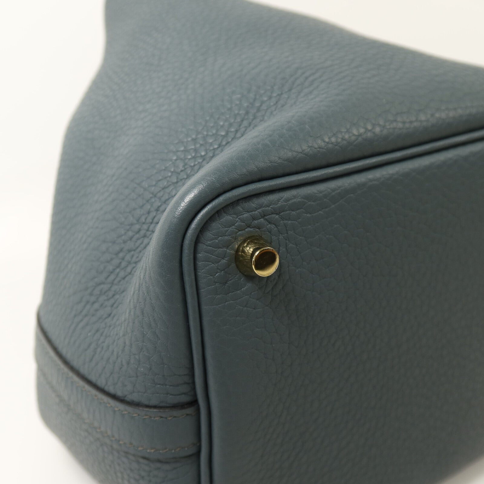 HERMES Clemence皮革Picotin PM金扣手挽袋Bleu Orage