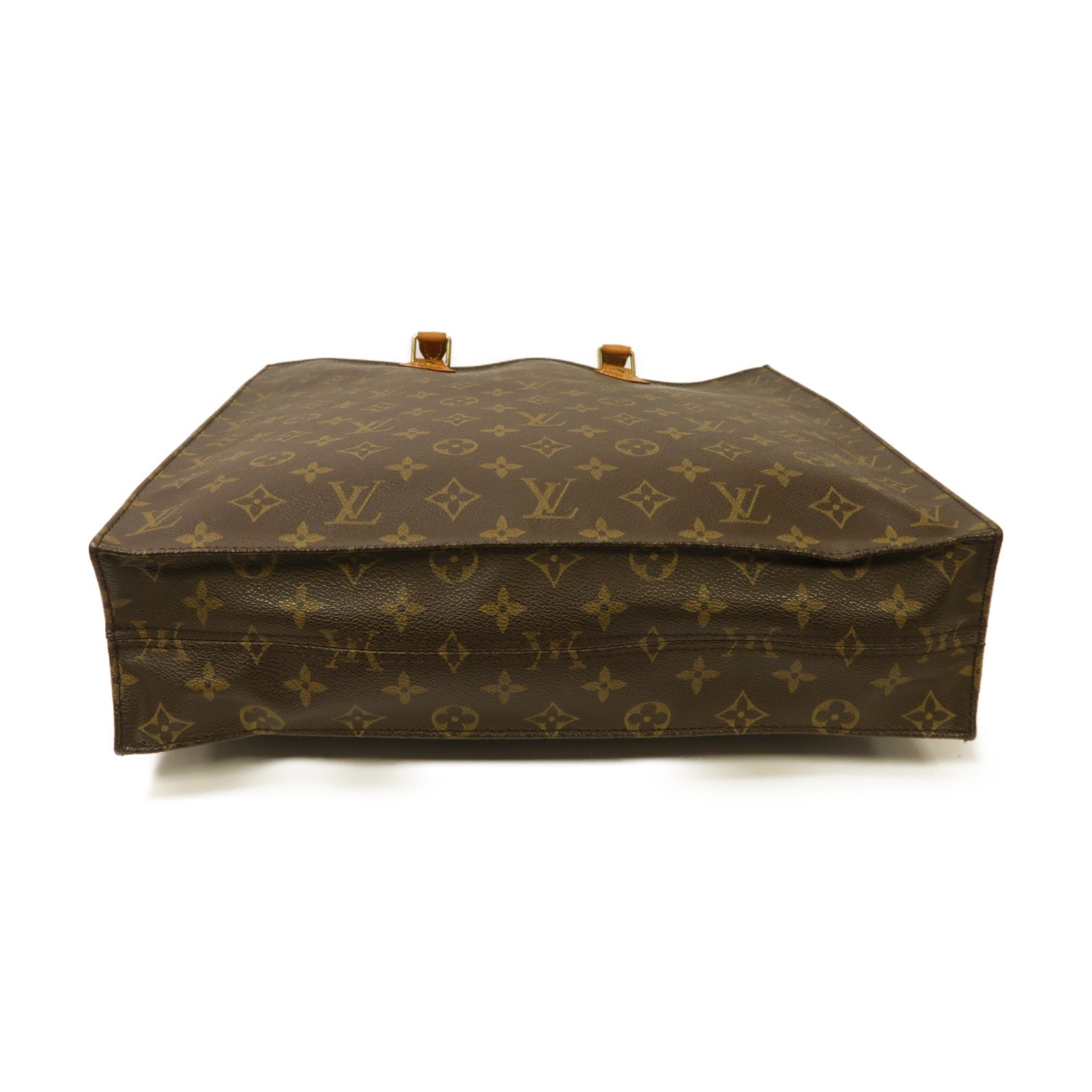 LOUIS VUITTON Monogram Sac Plat金扣手挽袋啡色