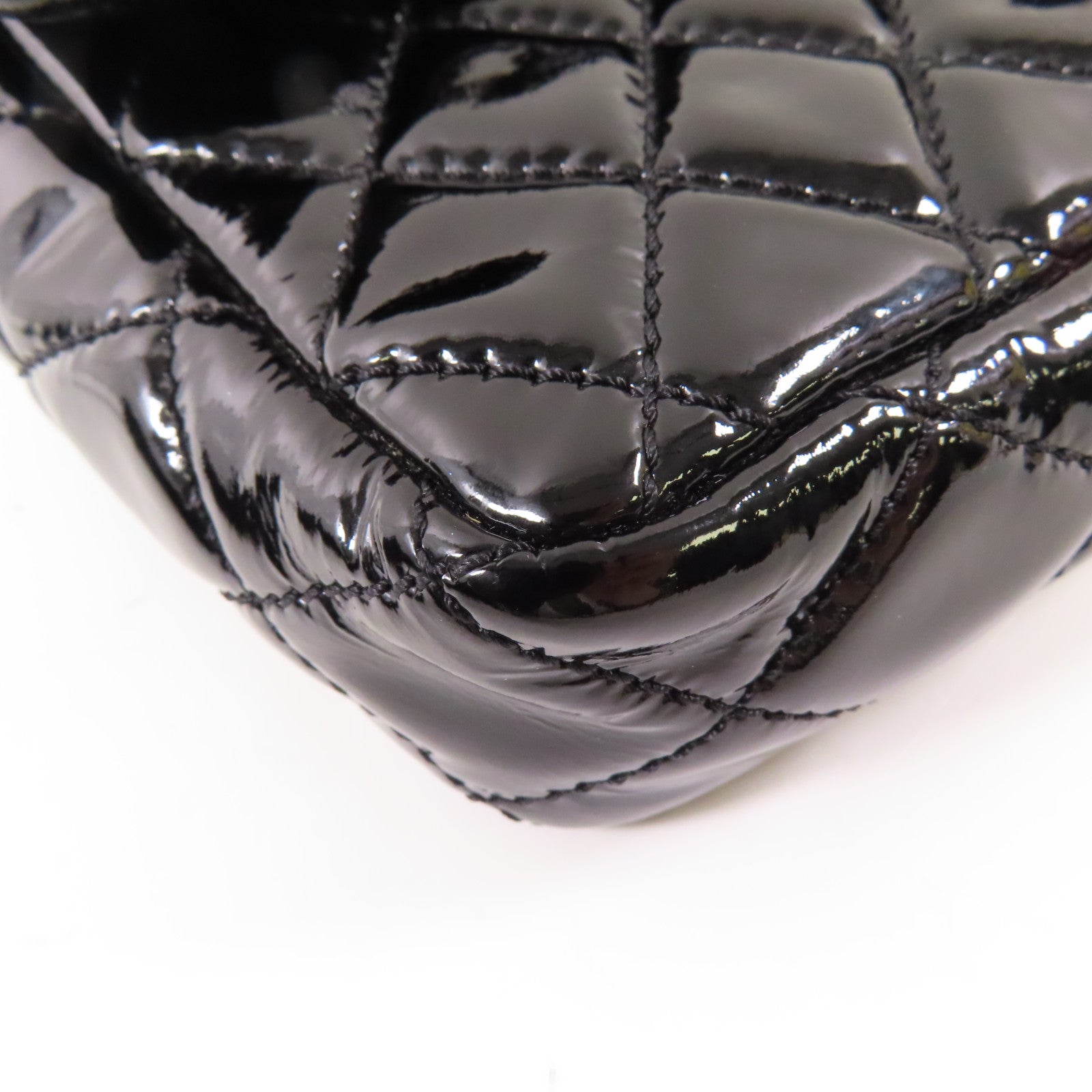 CHANEL 漆皮皮革Chain Shoulder銀扣鏈帶肩背袋