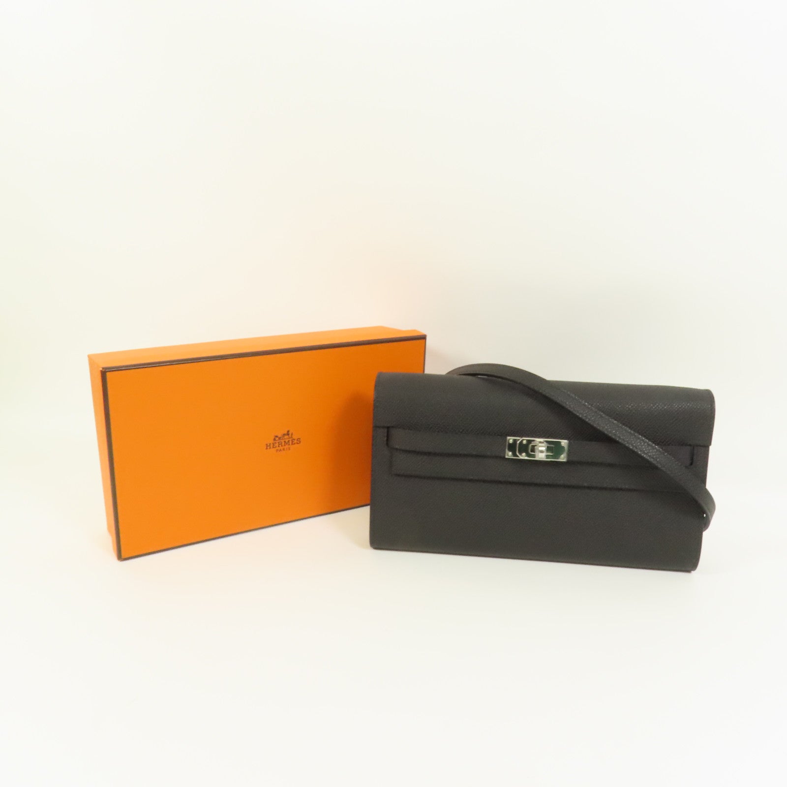 HERMES Epsom皮革Kelly To Go銀扣肩背袋