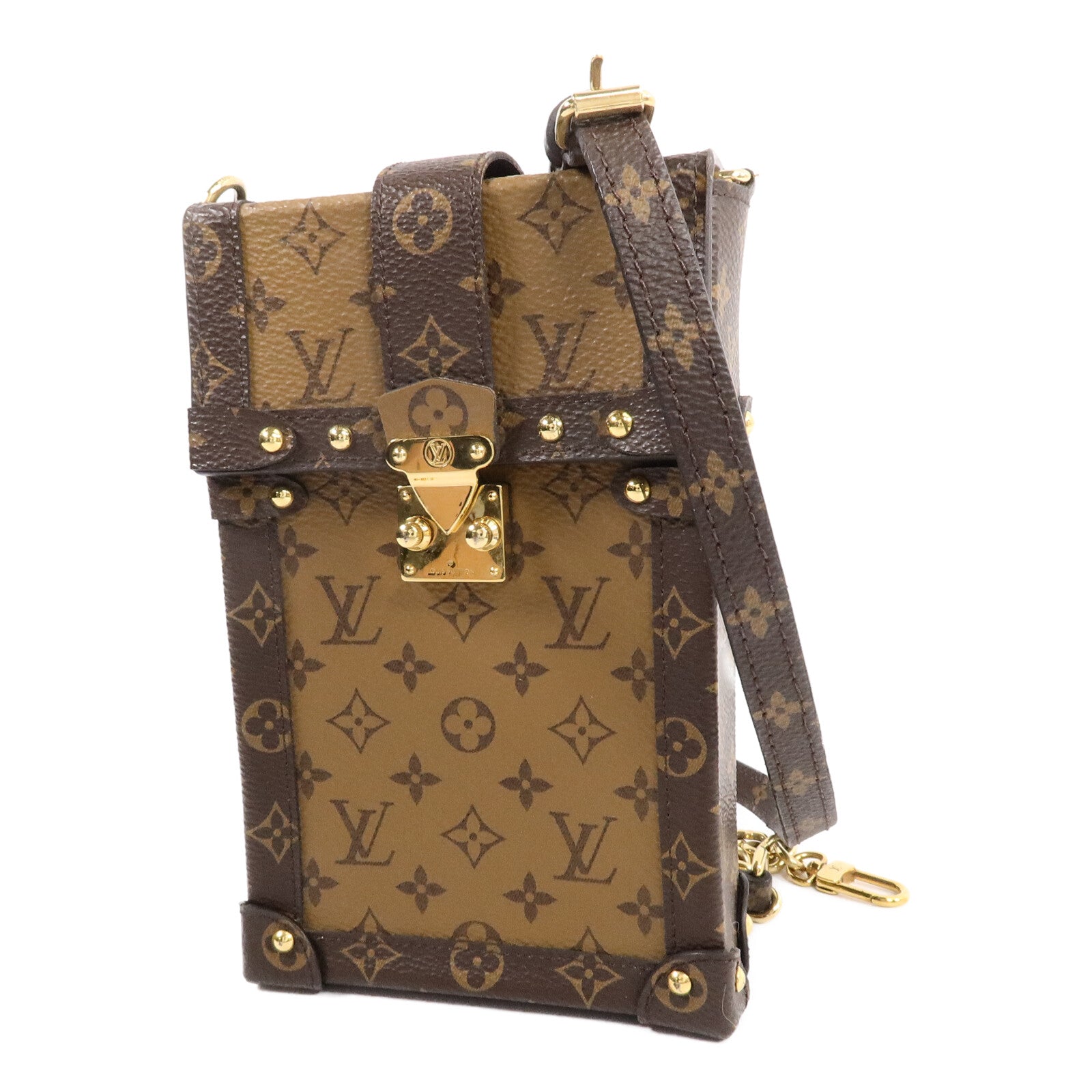 LOUIS VUITTON Monogram Reverse Trunk Vertical鏈帶肩背袋
