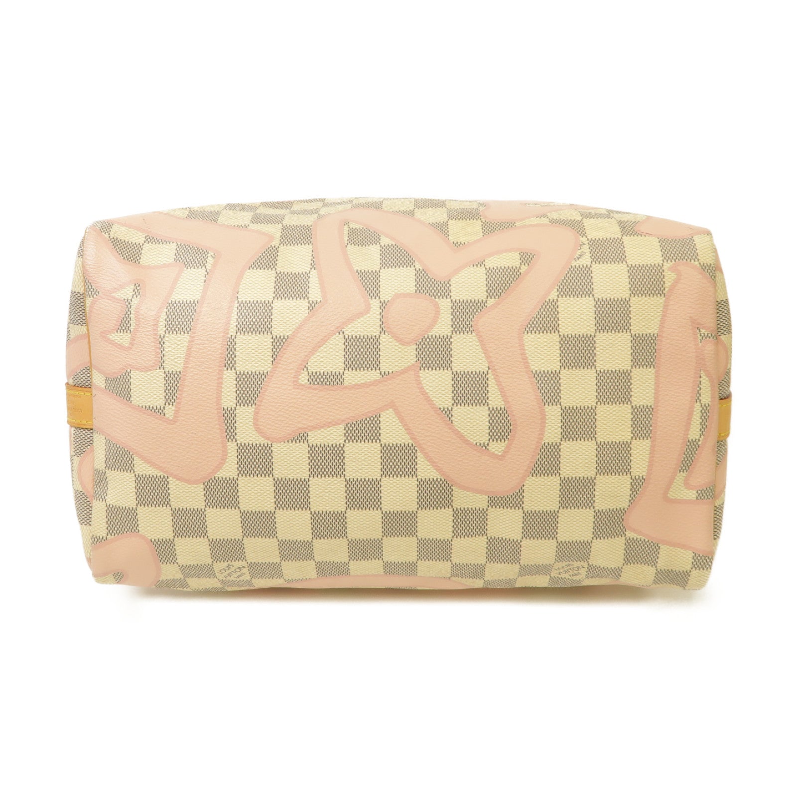 LOUIS VUITTON Damier Azur Tahitienne Speedy 30 Bandouliere金扣手挽肩背兩用袋白色/粉紅色