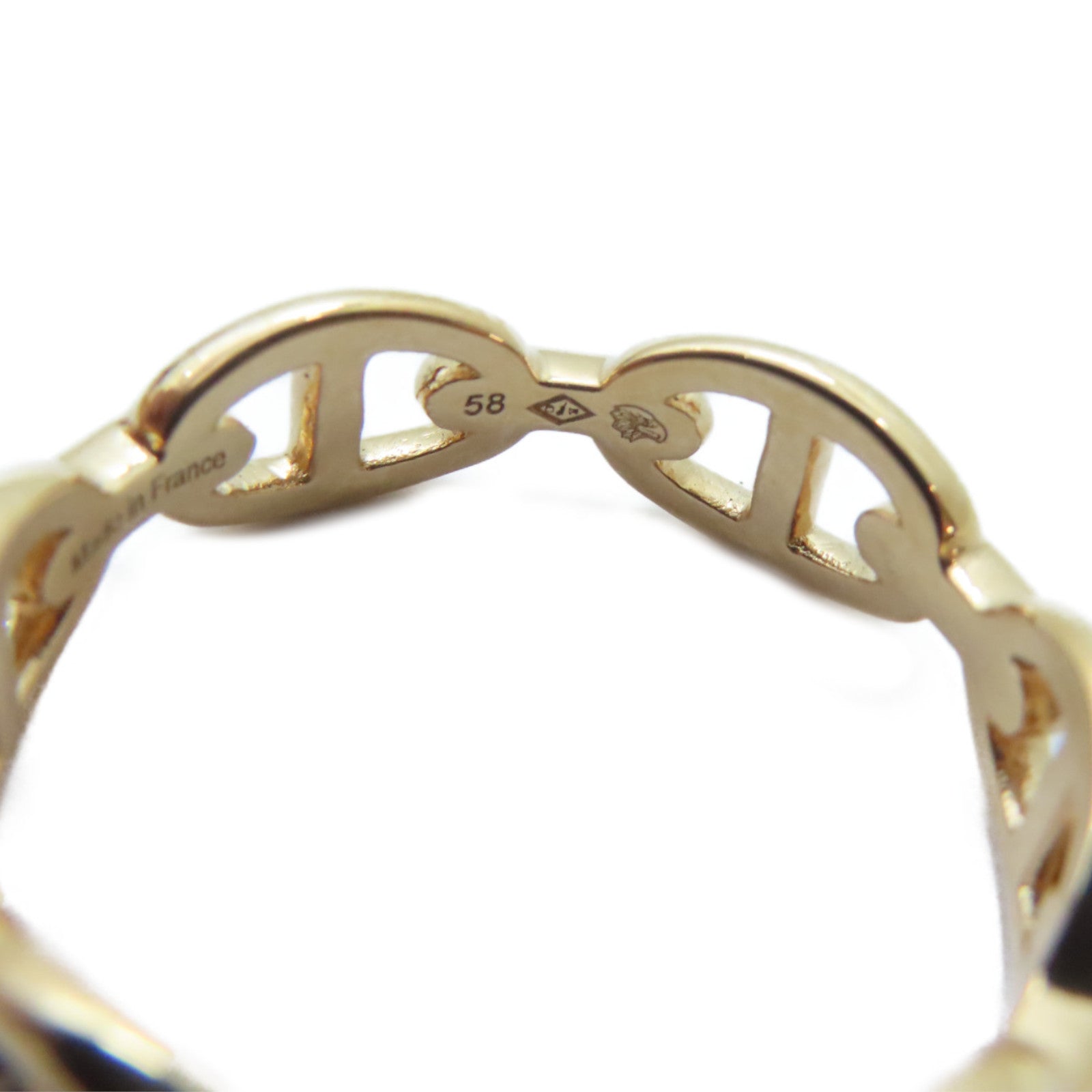 HERMES 18K玫瑰金Chaine D'ancre Enchainee Ring戒指HERMES#58/US#8.25