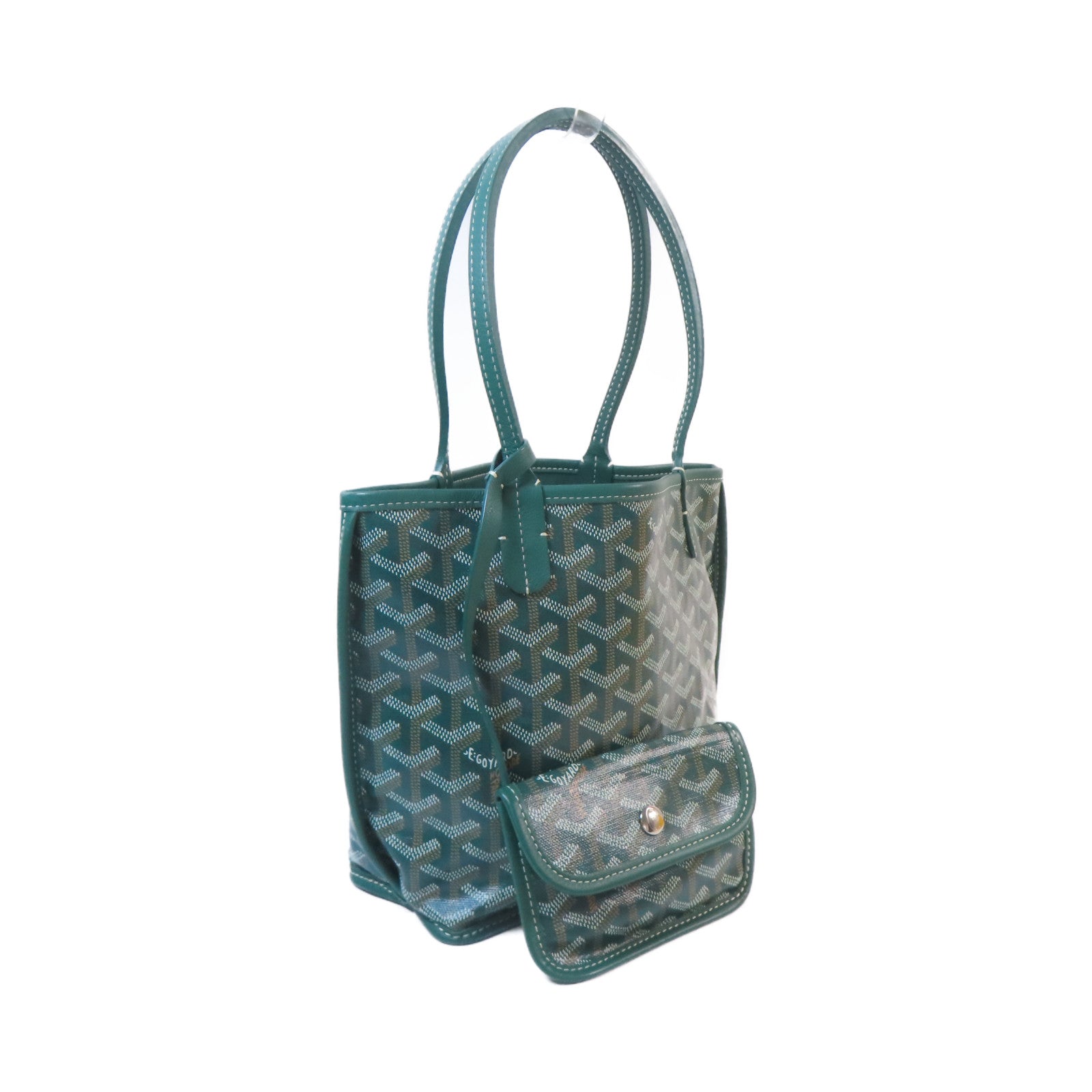 GOYARD 塗層帆布Anjou Mini Bag銀扣手挽袋綠色