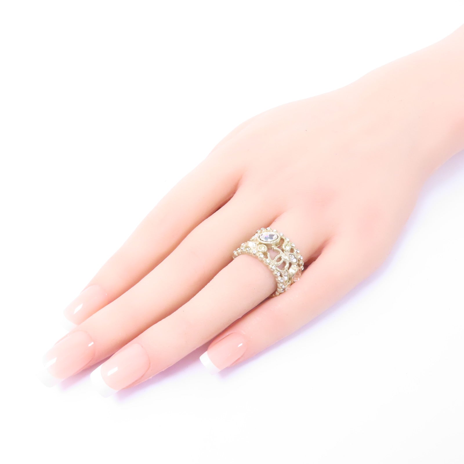 CHANEL 金屬Ring戒指金色US#6.75