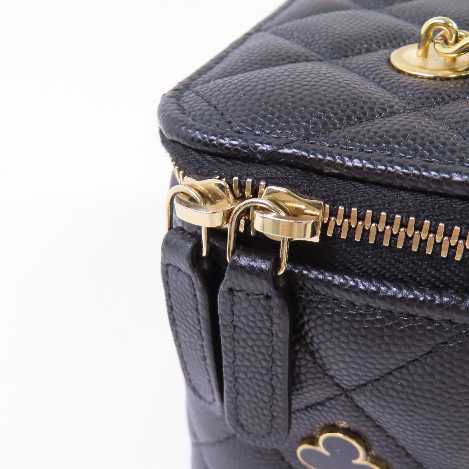 CHANEL 【激減優惠】菱格Caviar皮革Vanity Case Chain Shoulder Bag金扣鏈帶肩背袋黑色