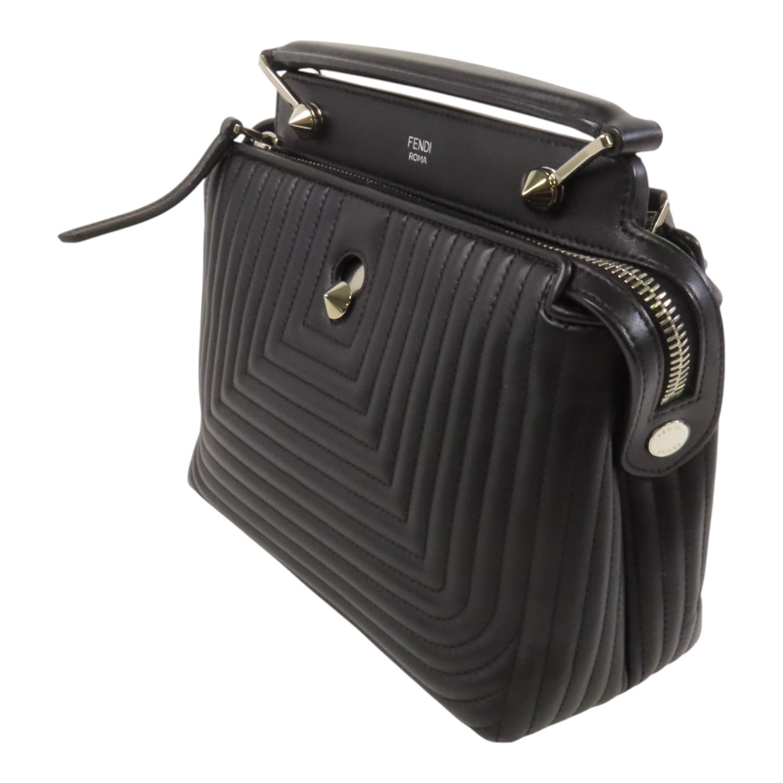 FENDI 牛皮皮革Dotcom Bag銀扣手挽肩背兩用袋