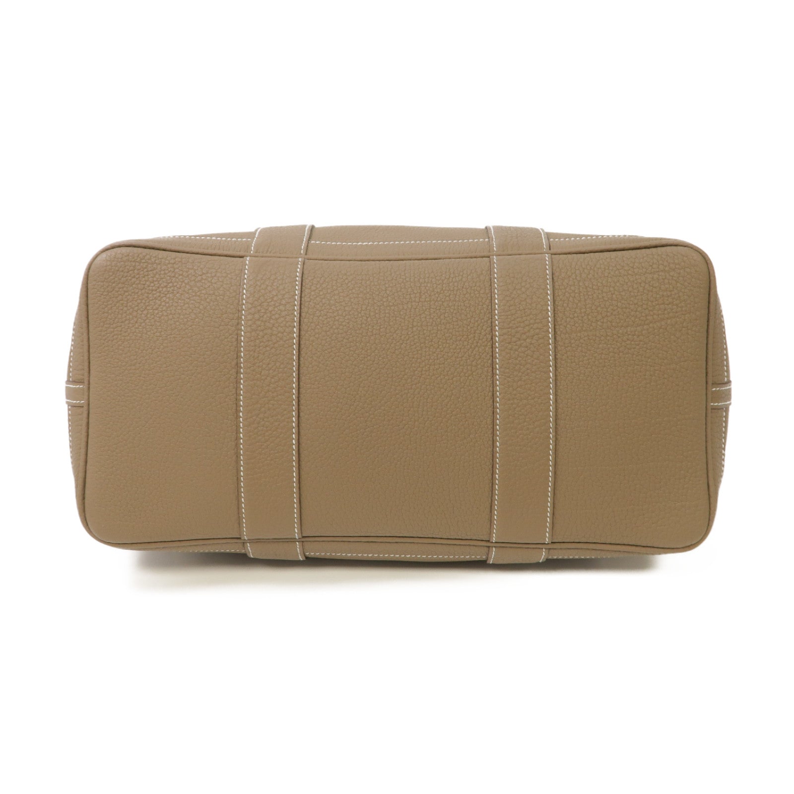 HERMES Negonda皮革Garden Party PM銀扣手挽袋Etoupe/灰色
