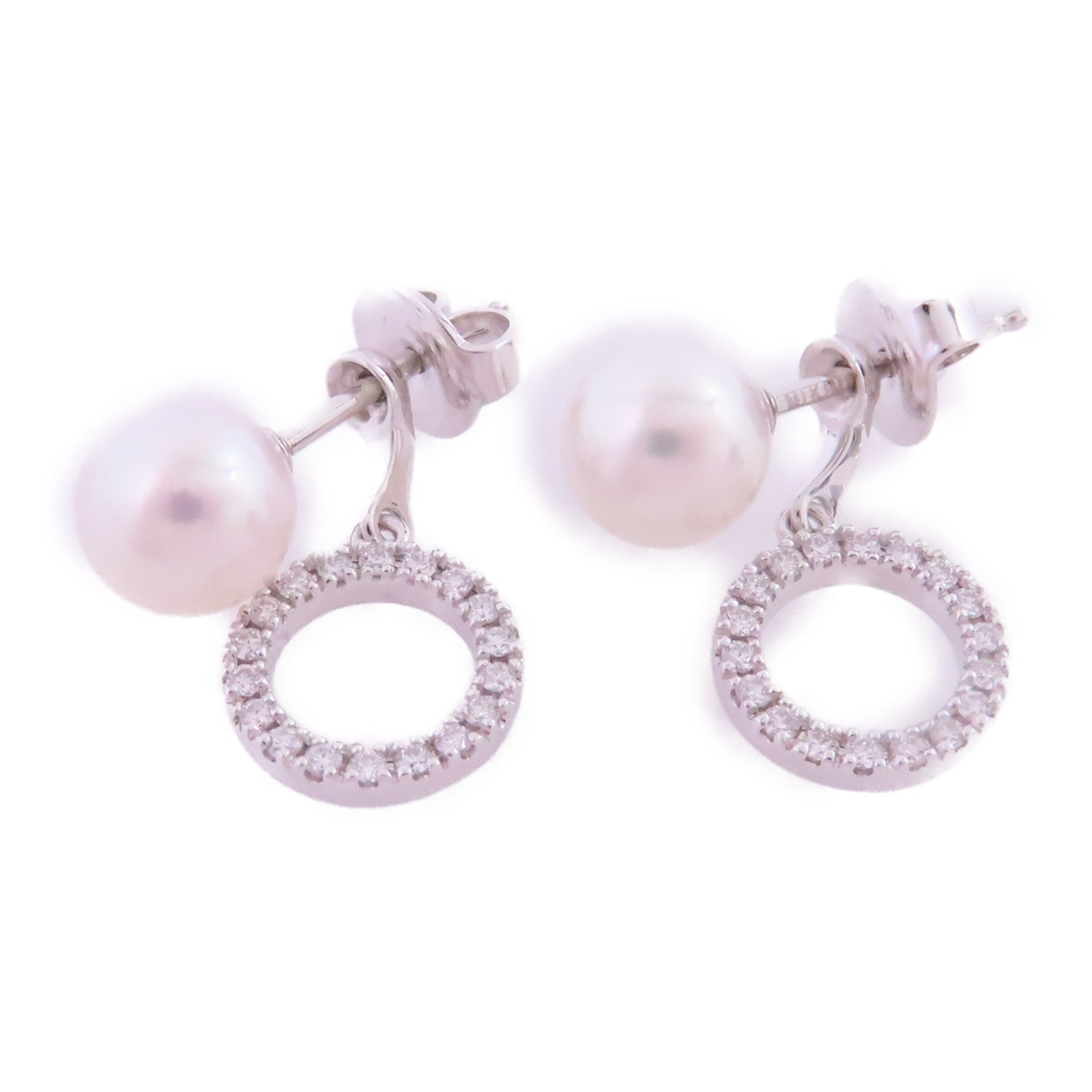 MIKIMOTO 18K白金/珍珠/鑽石Pearl Diamond Earrings耳環