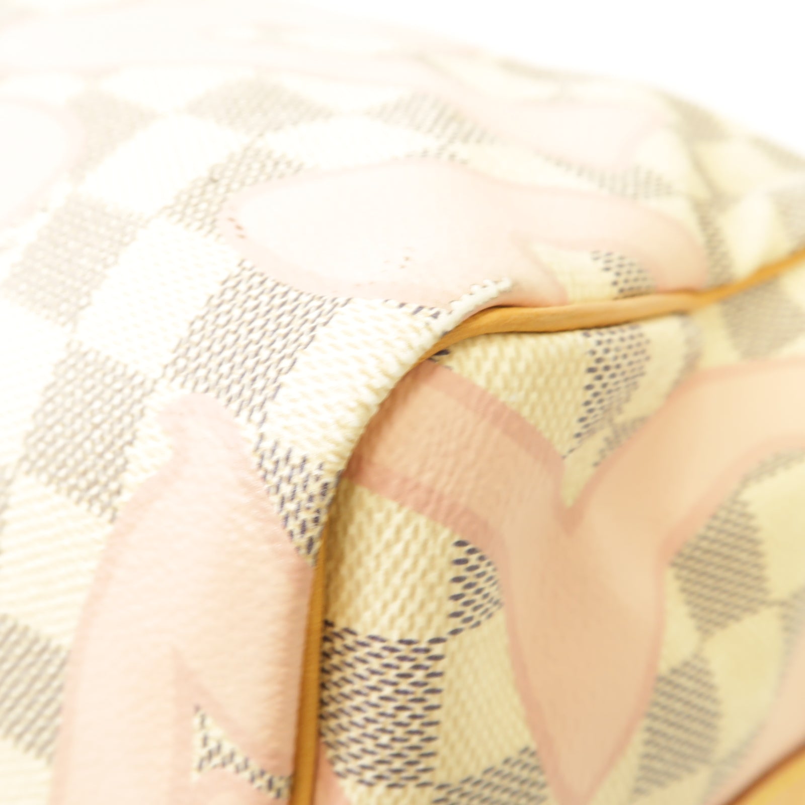 LOUIS VUITTON Damier Azur Tahitienne Speedy 30 Bandouliere金扣手挽肩背兩用袋白色/粉紅色