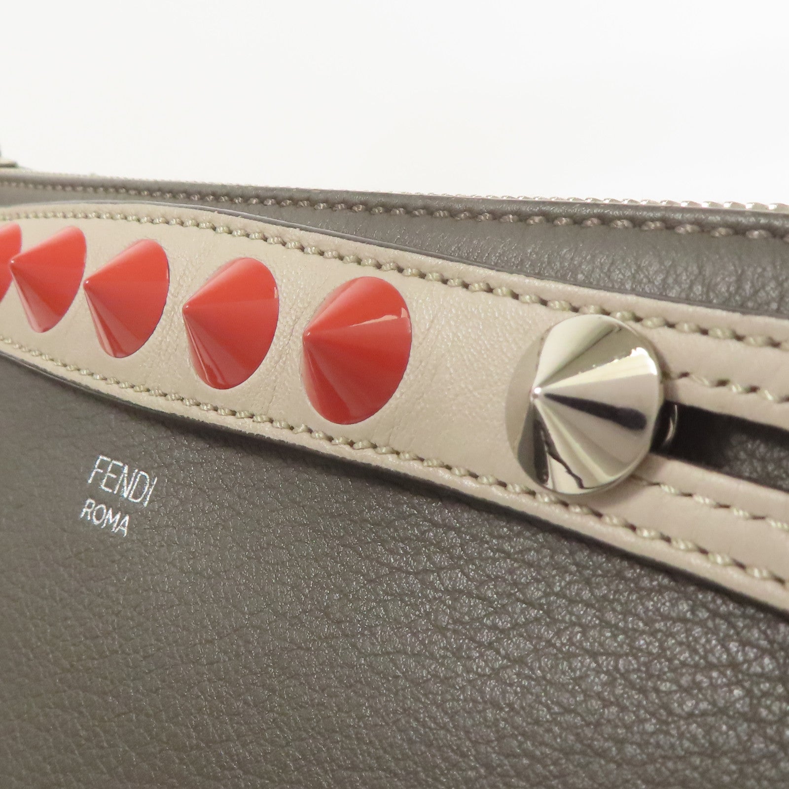 FENDI 牛皮皮革Shoulder Bag銀扣手挽肩背兩用袋