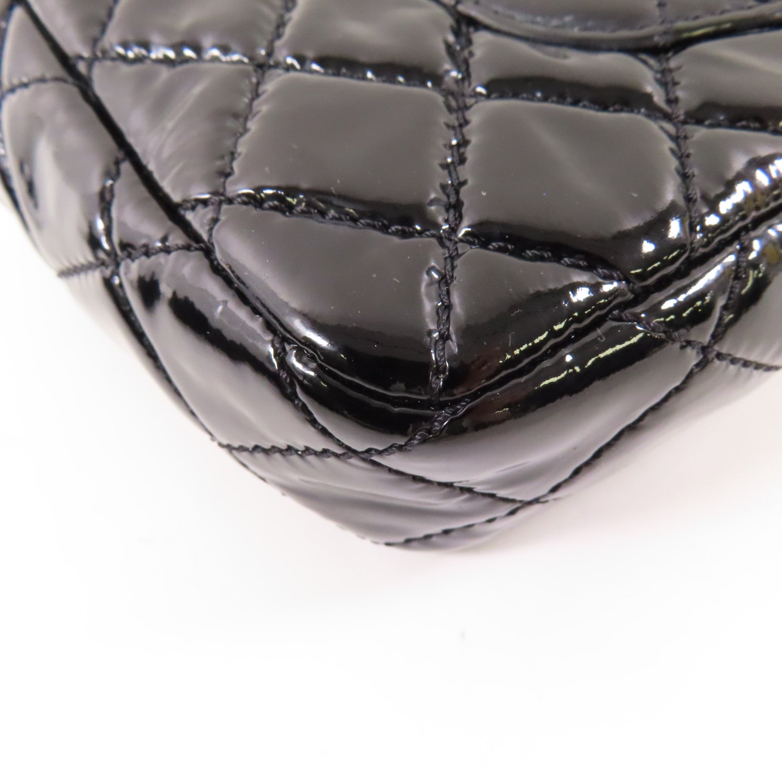 CHANEL 漆皮皮革Chain Shoulder銀扣鏈帶肩背袋