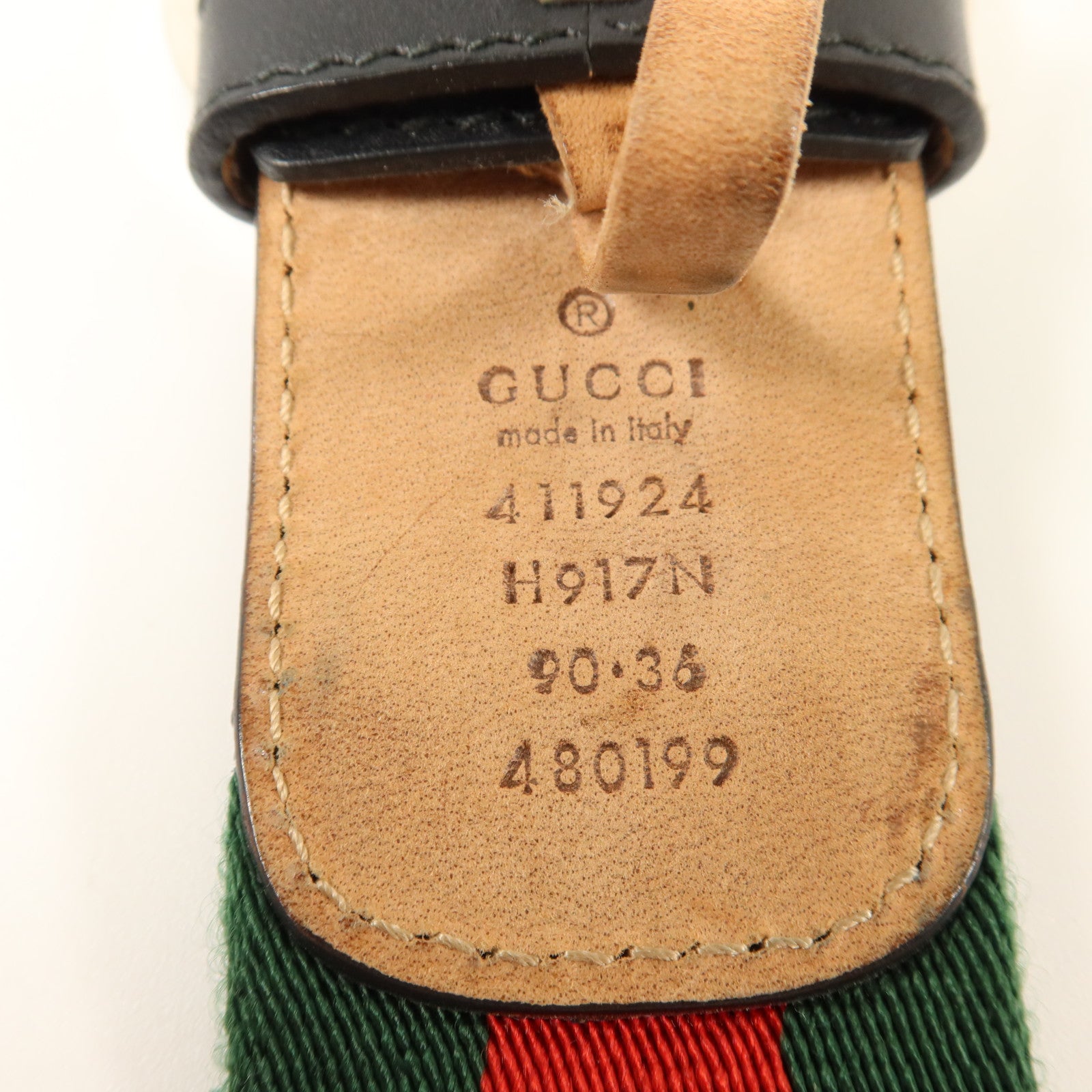GUCCI 牛皮皮革/帆布GG Buckle Belt 90cm銀扣皮帶