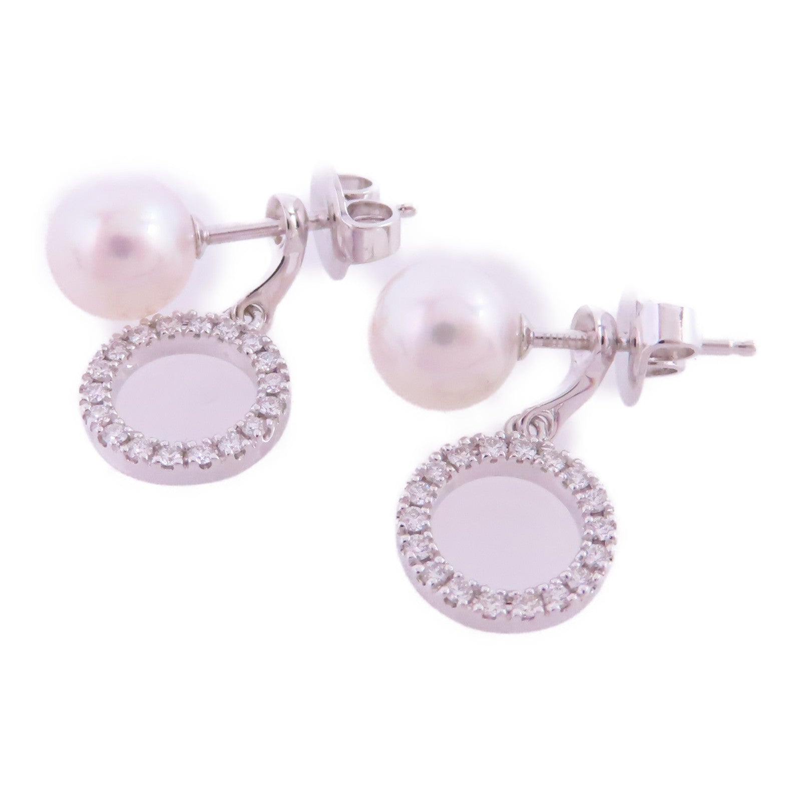 MIKIMOTO 18K白金/珍珠/鑽石Pearl Diamond Earrings耳環