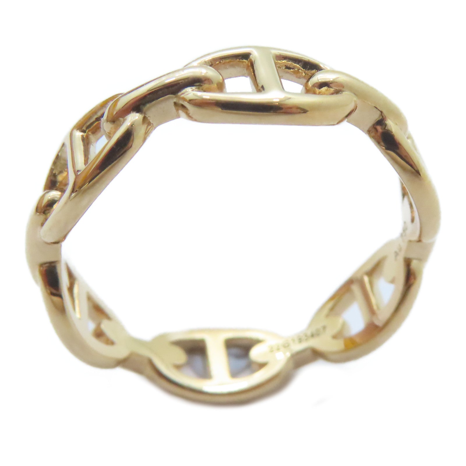 HERMES 18K玫瑰金Chaine D'ancre Enchainee Ring戒指HERMES#58/US#8.25