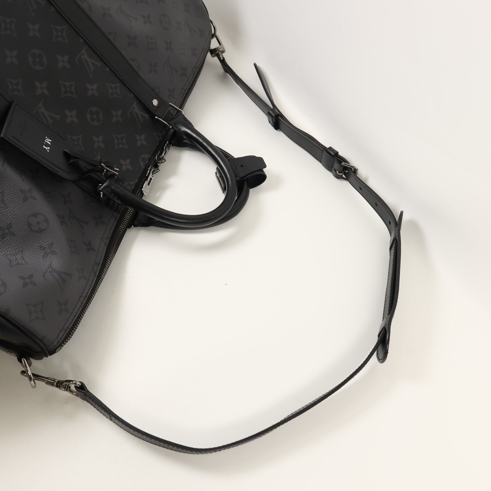 LOUIS VUITTON Monogram Eclipse Keepall Bandoulier手挽肩背兩用袋