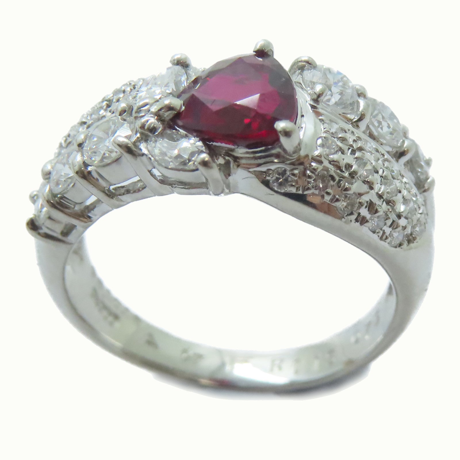 JEWELRY 【激減優惠】PT900鉑金Ruby Ring 1.13ct紅寶石/0.79ct鑚石戒指US#6
