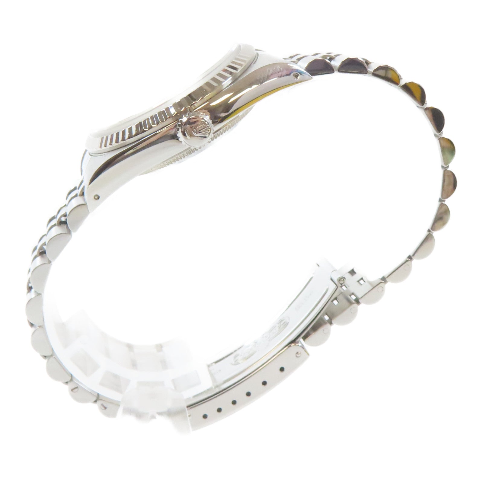 ROLEX Datejust 18K白金/不鏽鋼手錶自動機芯白色#19.5cm