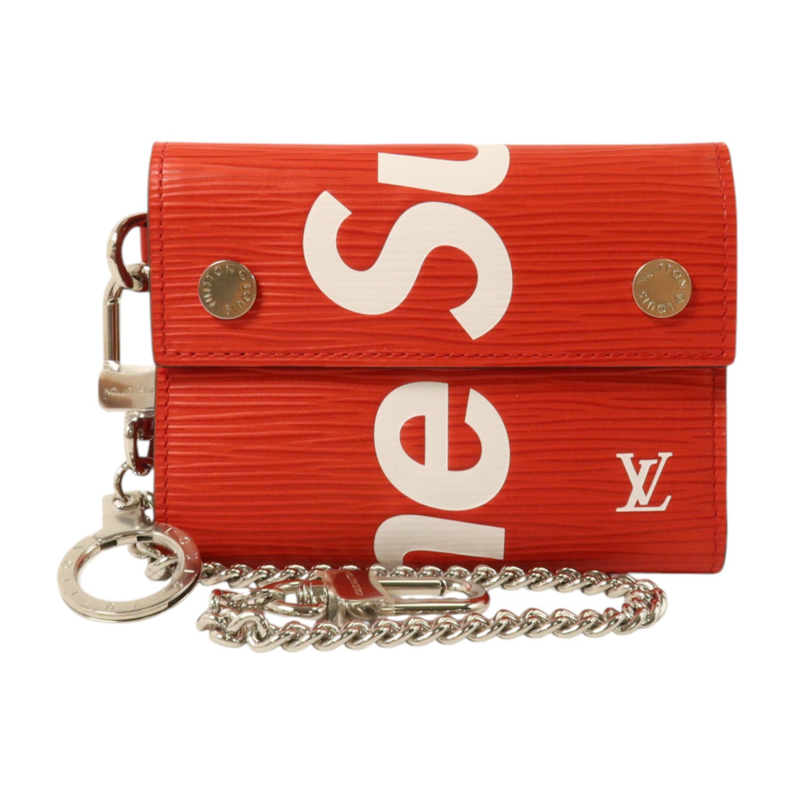 LOUIS VUITTON Epi LV x Supreme Chain Wallet銀扣錢包