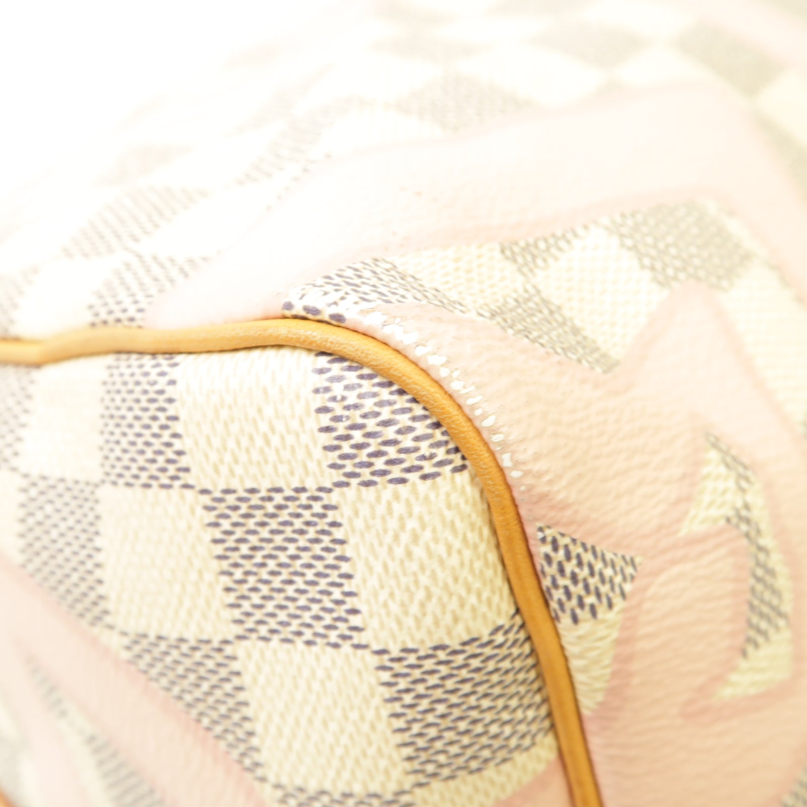 LOUIS VUITTON Damier Azur Tahitienne Speedy 30 Bandouliere金扣手挽肩背兩用袋白色/粉紅色