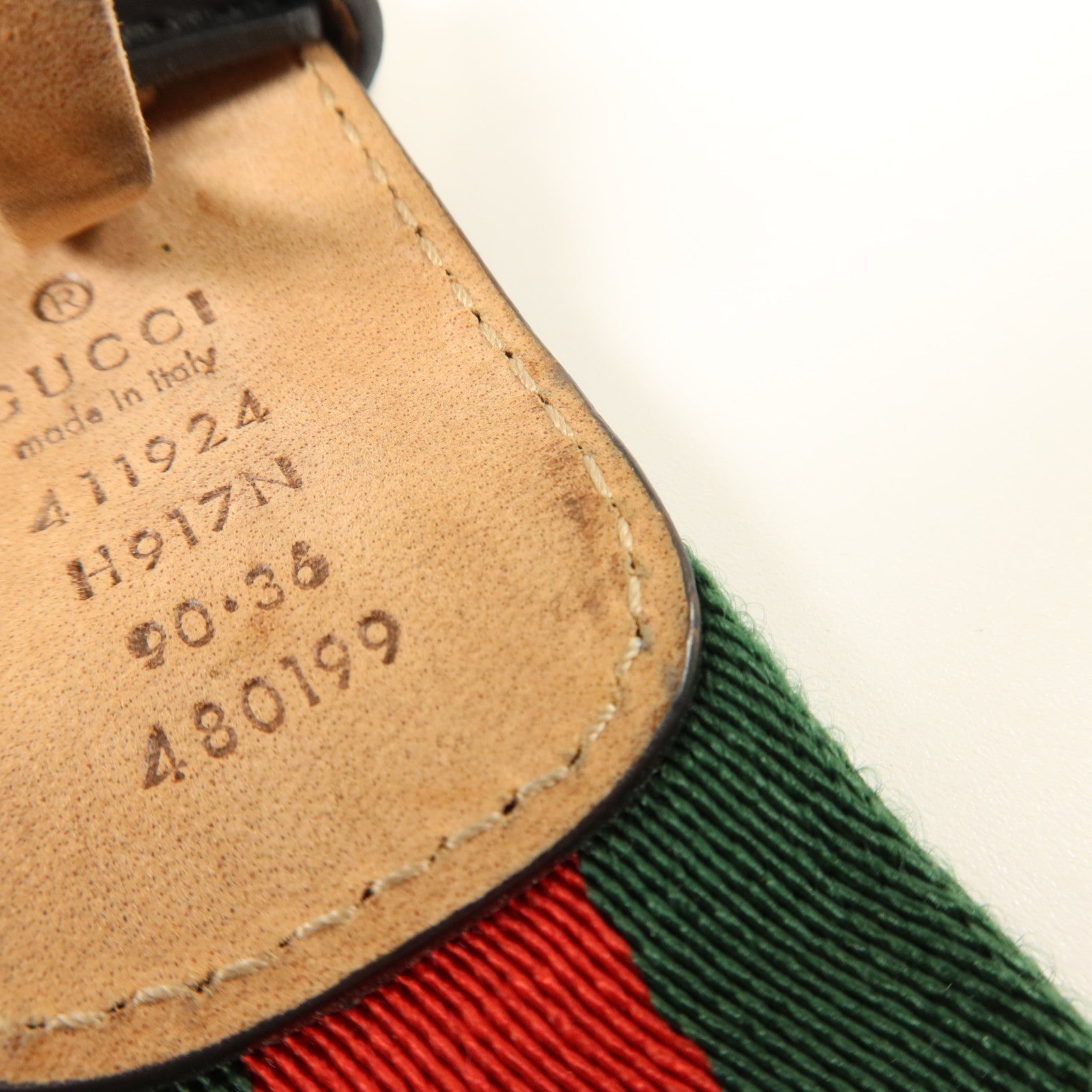 GUCCI 牛皮皮革/帆布GG Buckle Belt 90cm銀扣皮帶
