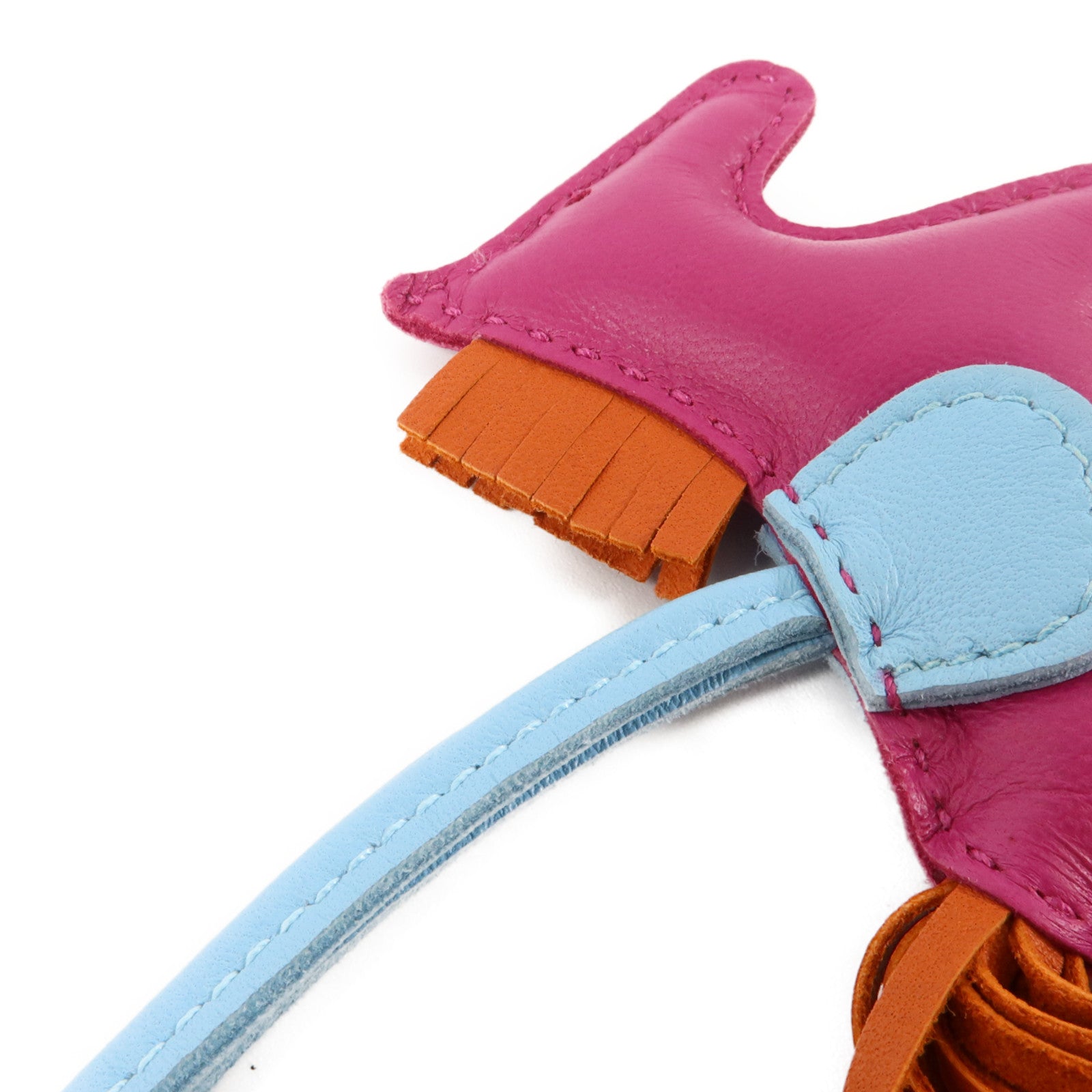 HERMES Milo皮革Rodeo PM掛飾Rose Purple/Celeste/Cornaline