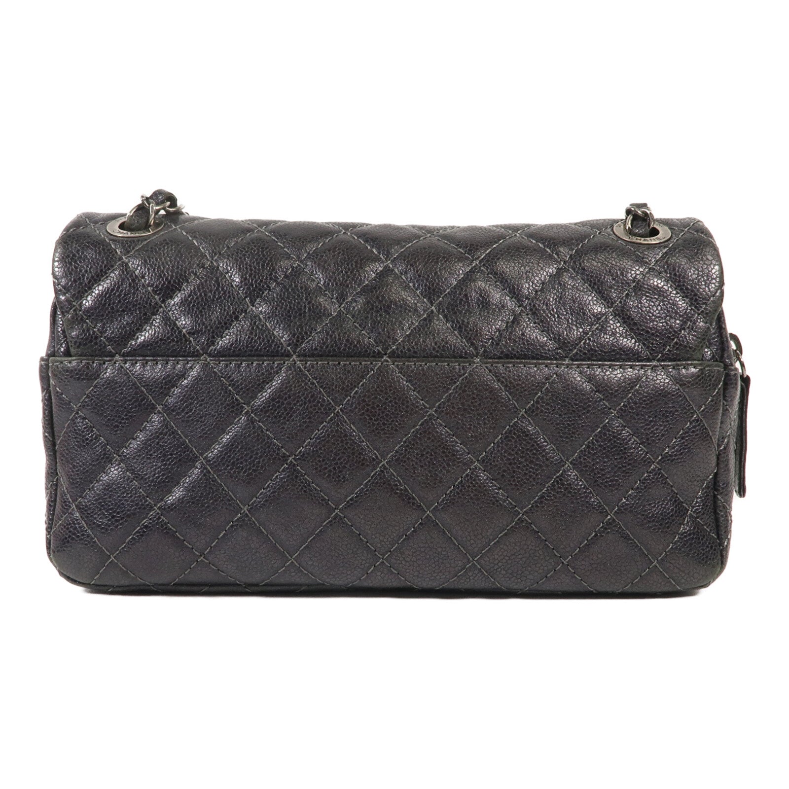 CHANEL 牛皮皮革Shoulder Bag銀扣鏈帶肩背袋