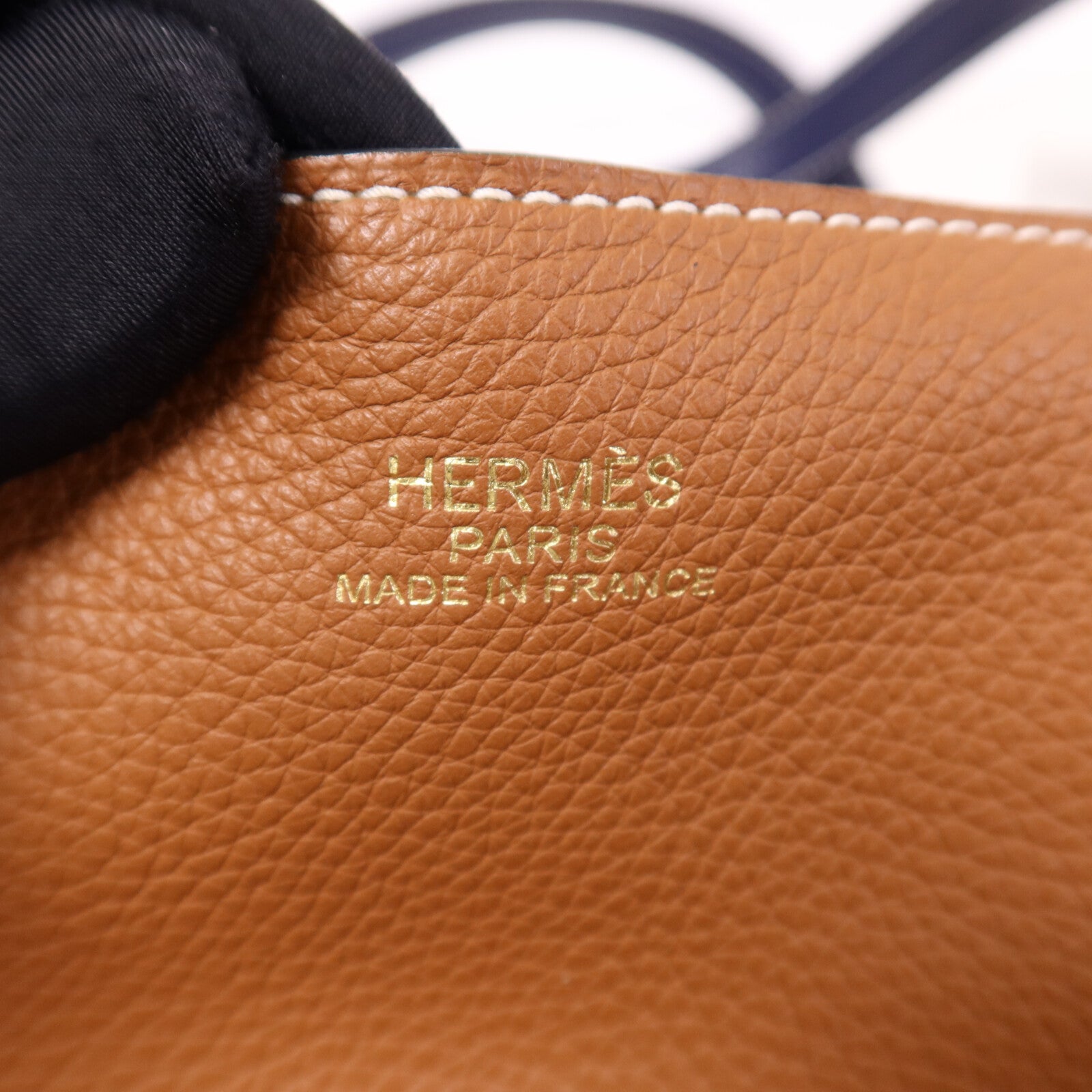 HERMES Clemence皮革Double Sens 45肩背袋/手挽袋Gold/Bleu Encre