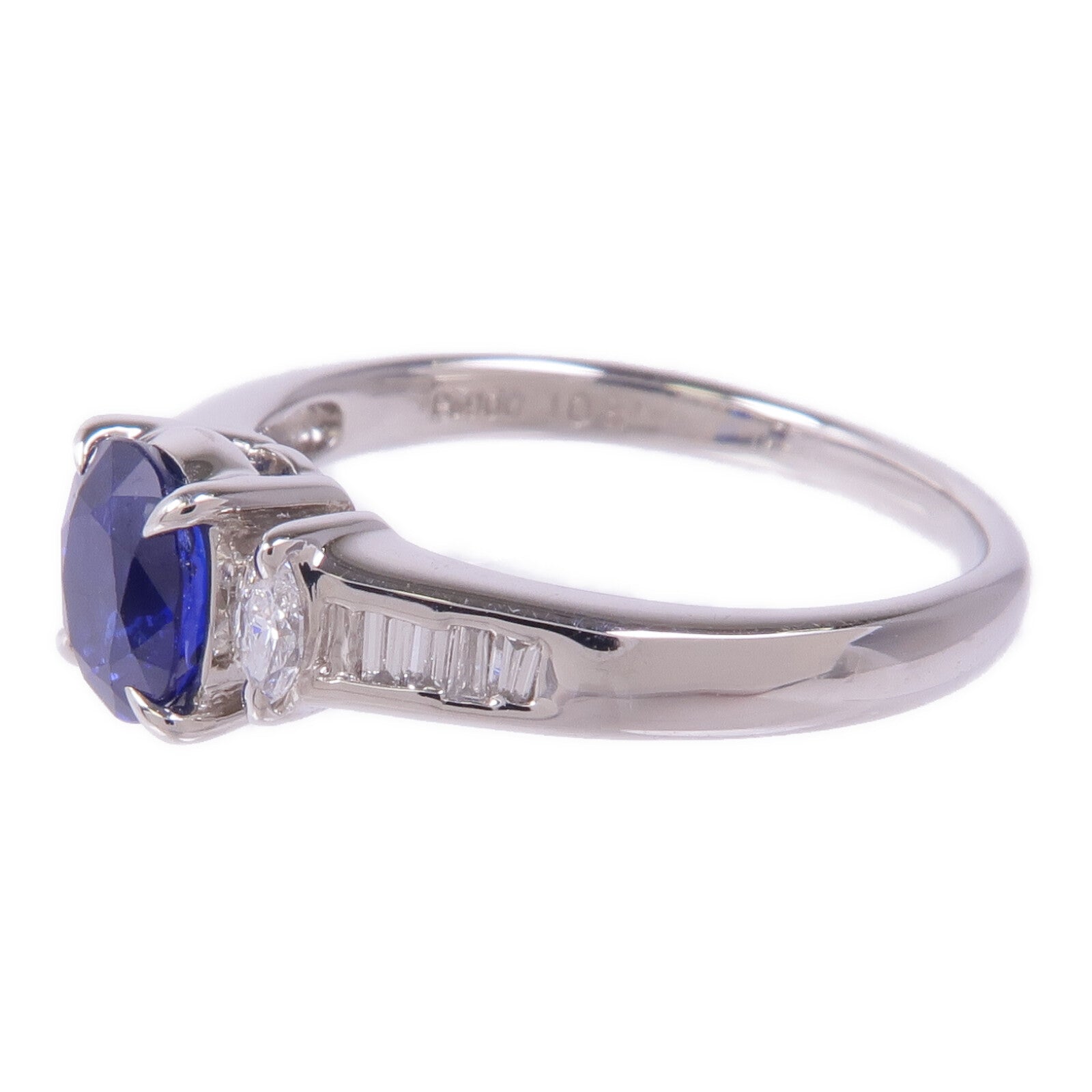 JEWELRY PT900鉑金Sapphire Diamond Ring藍寶石/鑽石戒指US#7.5