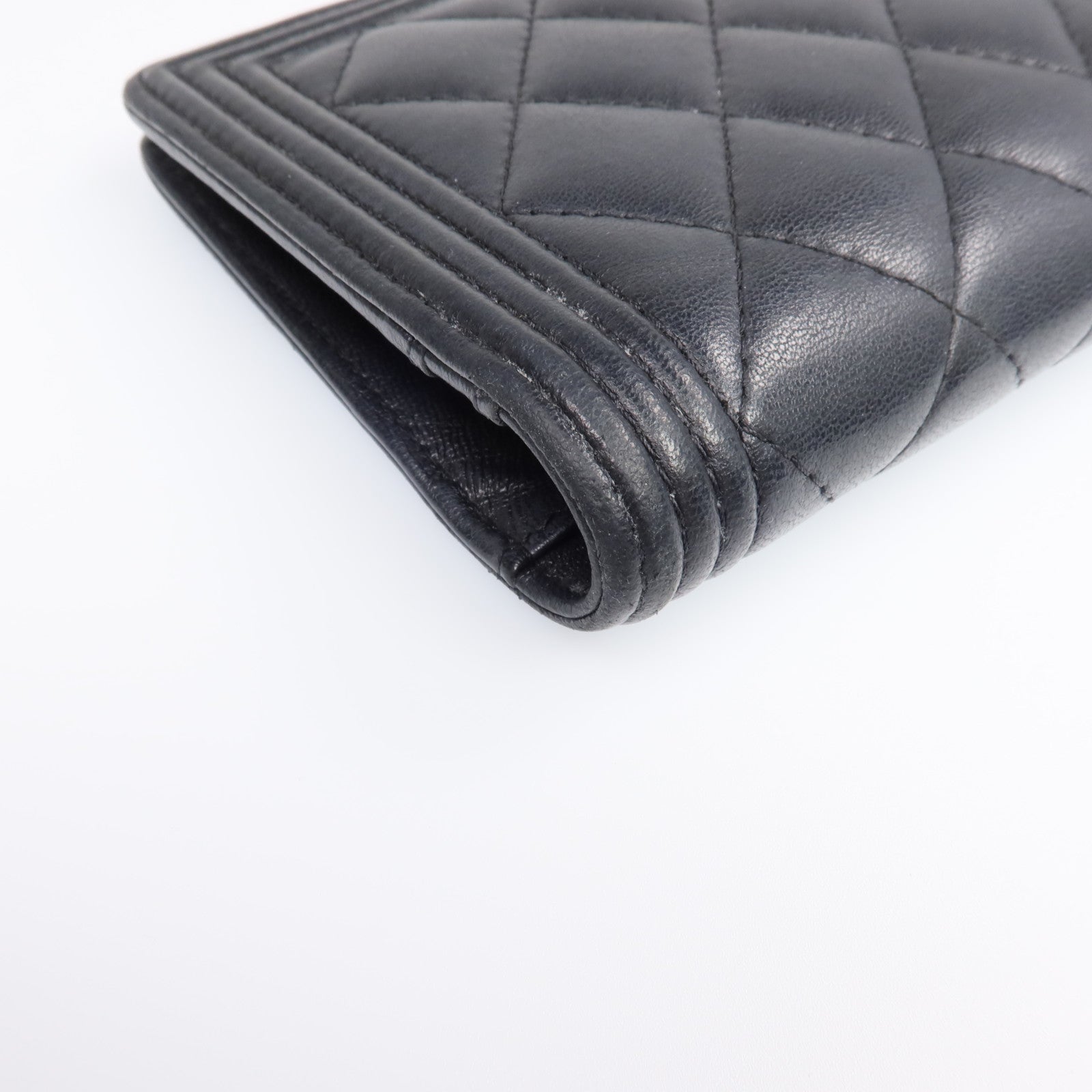 CHANEL 羊皮皮革Boy Long Wallet金扣長錢包