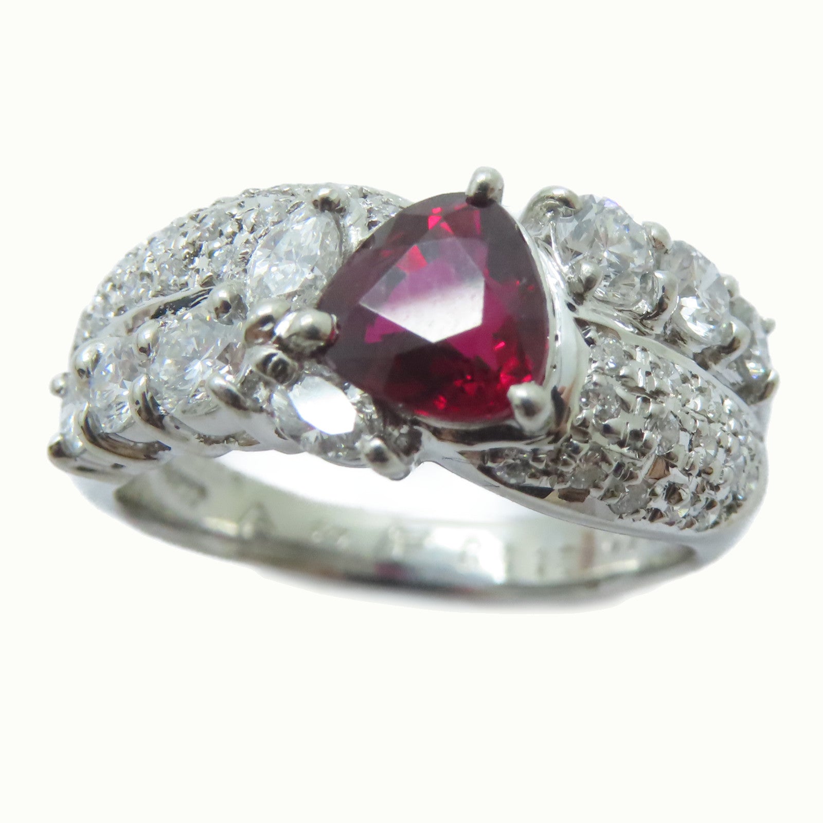 JEWELRY 【激減優惠】PT900鉑金Ruby Ring 1.13ct紅寶石/0.79ct鑚石戒指US#6