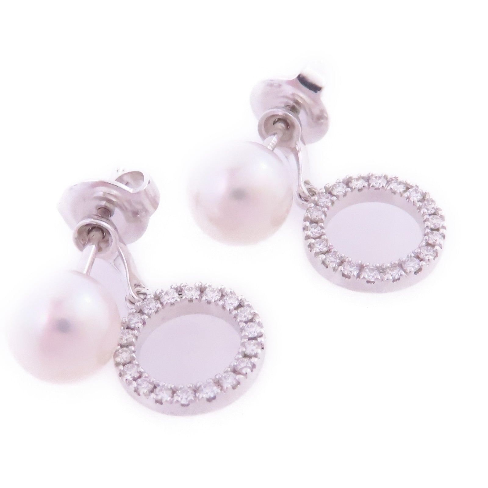 MIKIMOTO 18K白金/珍珠/鑽石Pearl Diamond Earrings耳環