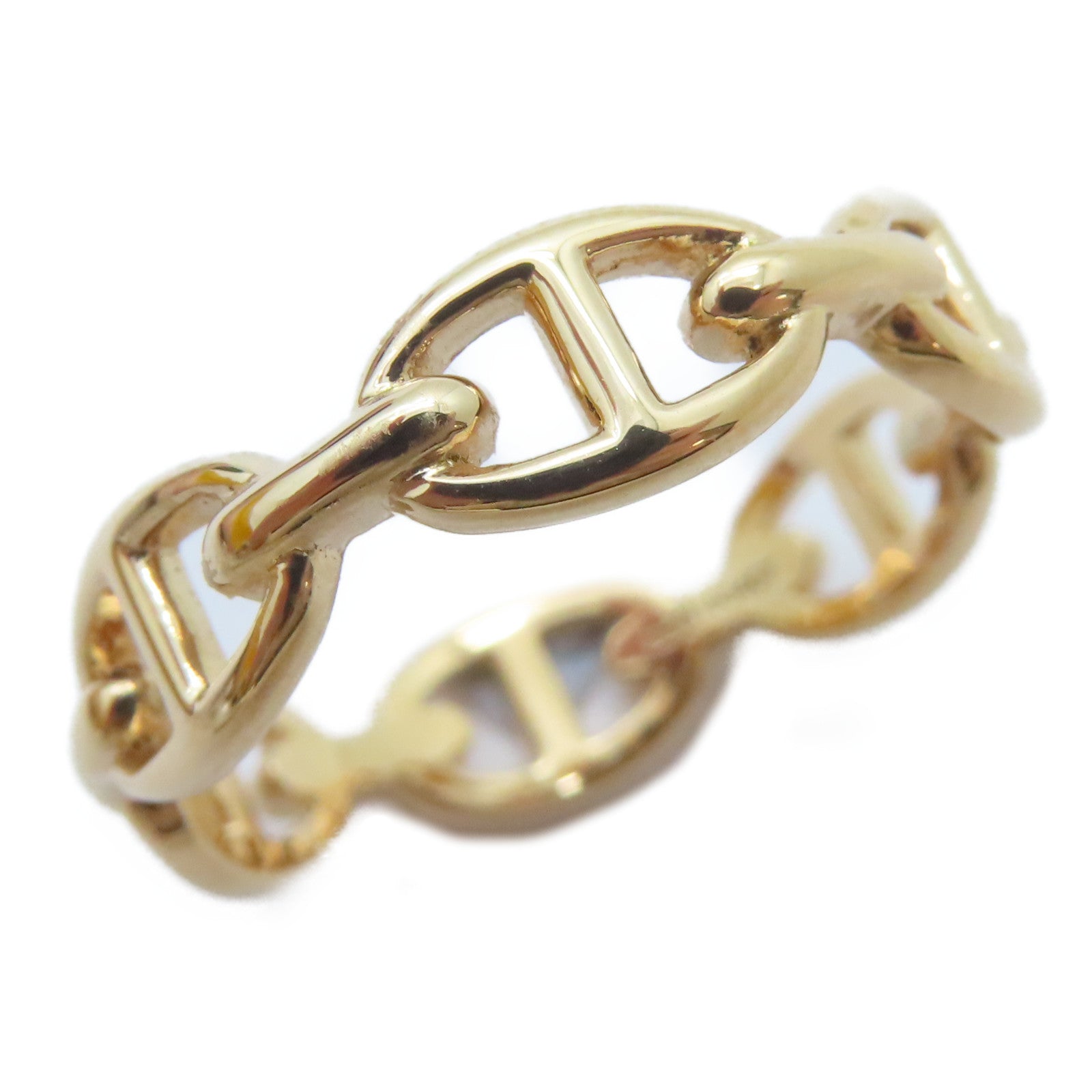 HERMES 18K玫瑰金Chaine D'ancre Enchainee Ring戒指HERMES#58/US#8.25