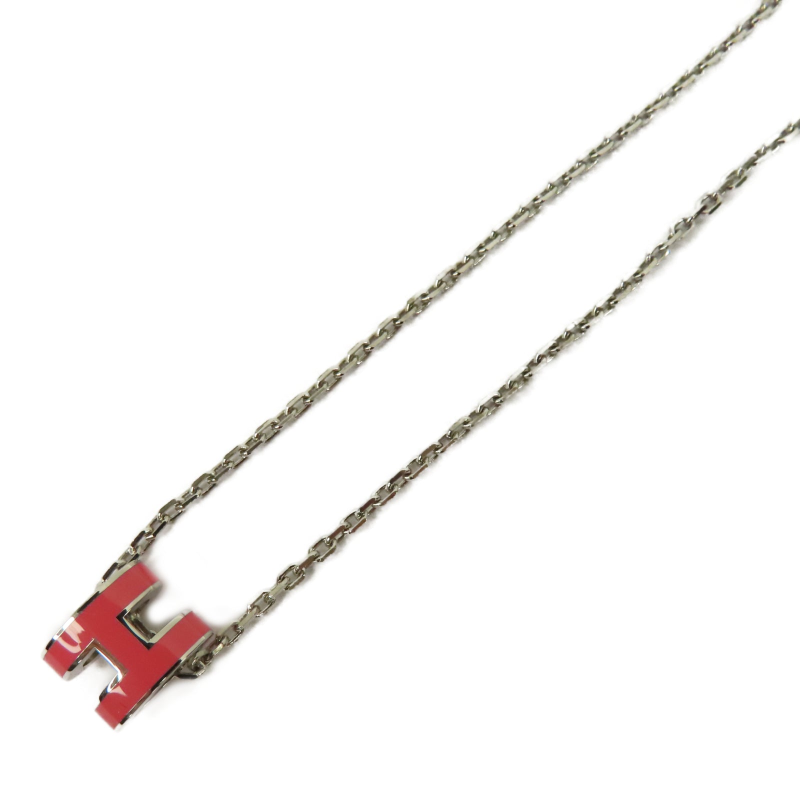 HERMES 金屬Mini Pop H Necklace項鍊粉紅色/銀色