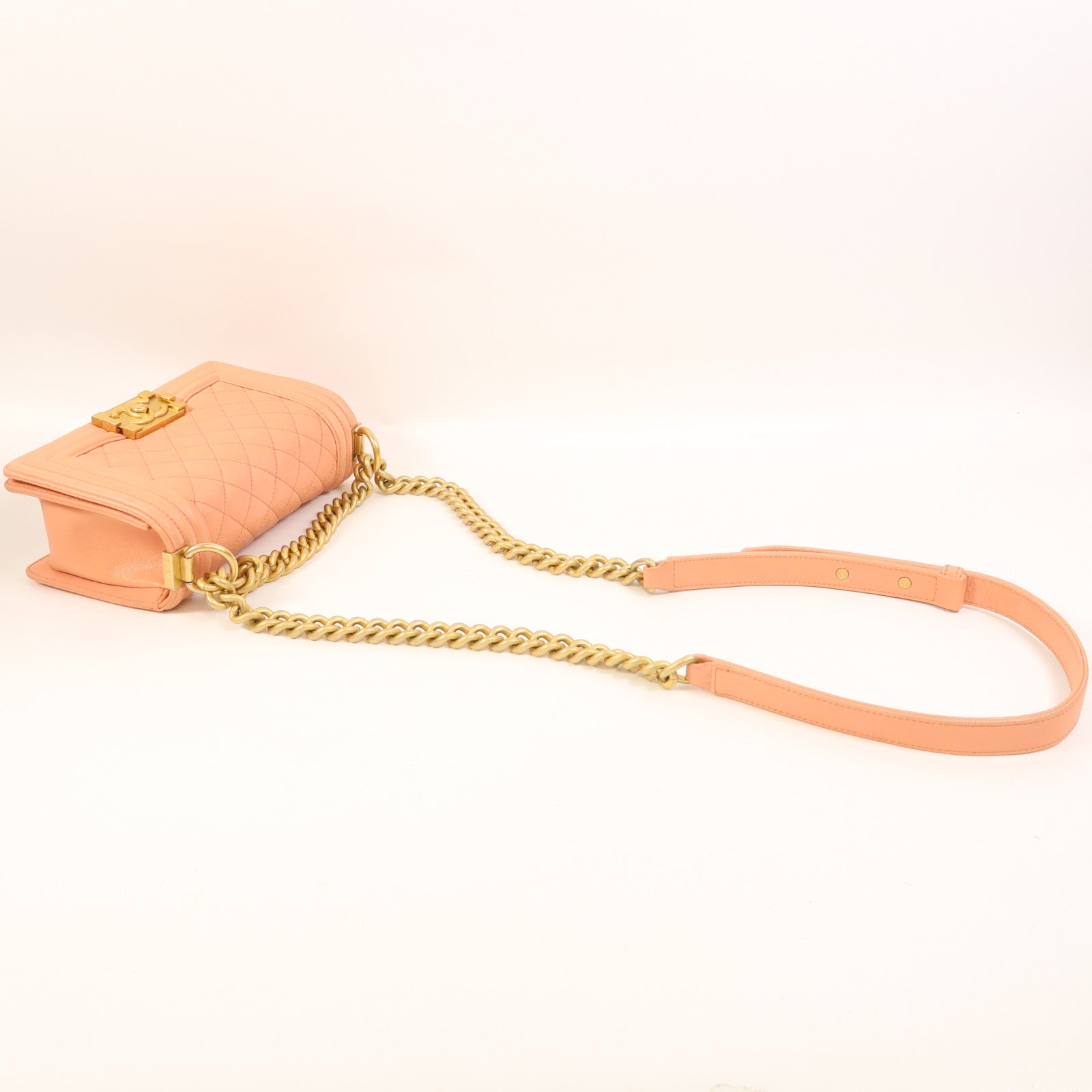 CHANEL 【激減優惠】牛皮皮革Boy 20金扣鏈帶肩背袋