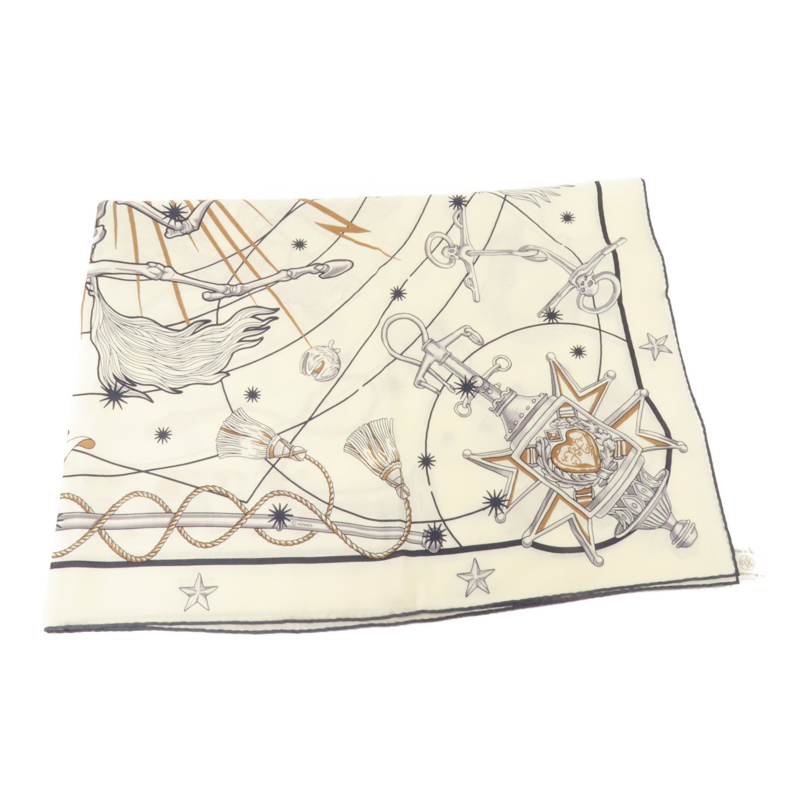 HERMES 羊絨/絲質Chorus Stellarum shawl 140圍巾