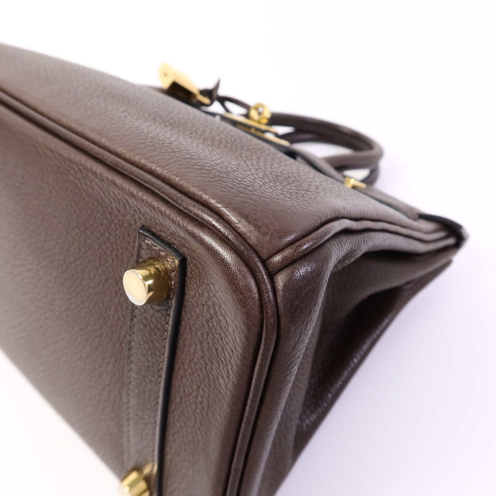 HERMES Barenia皮革Birkin 25手挽袋Ebene