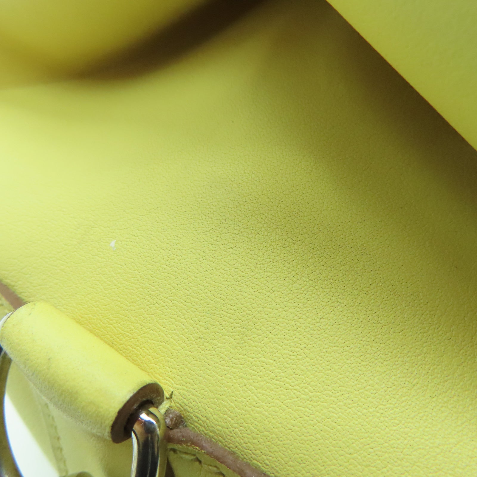 HERMES Swift Leather Tool Box 20 Silver Buckle Handle Shoulder Bag Jaune Poussin Yellow