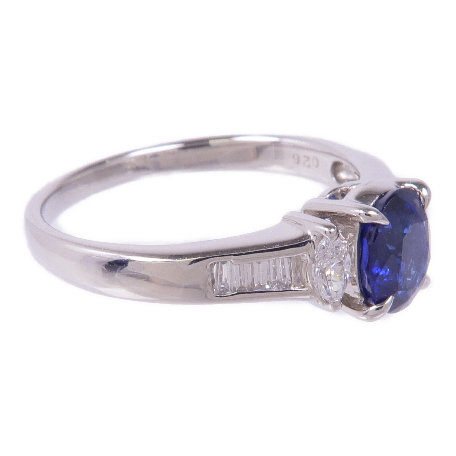 JEWELRY PT900鉑金Sapphire Diamond Ring藍寶石/鑽石戒指US#7.5