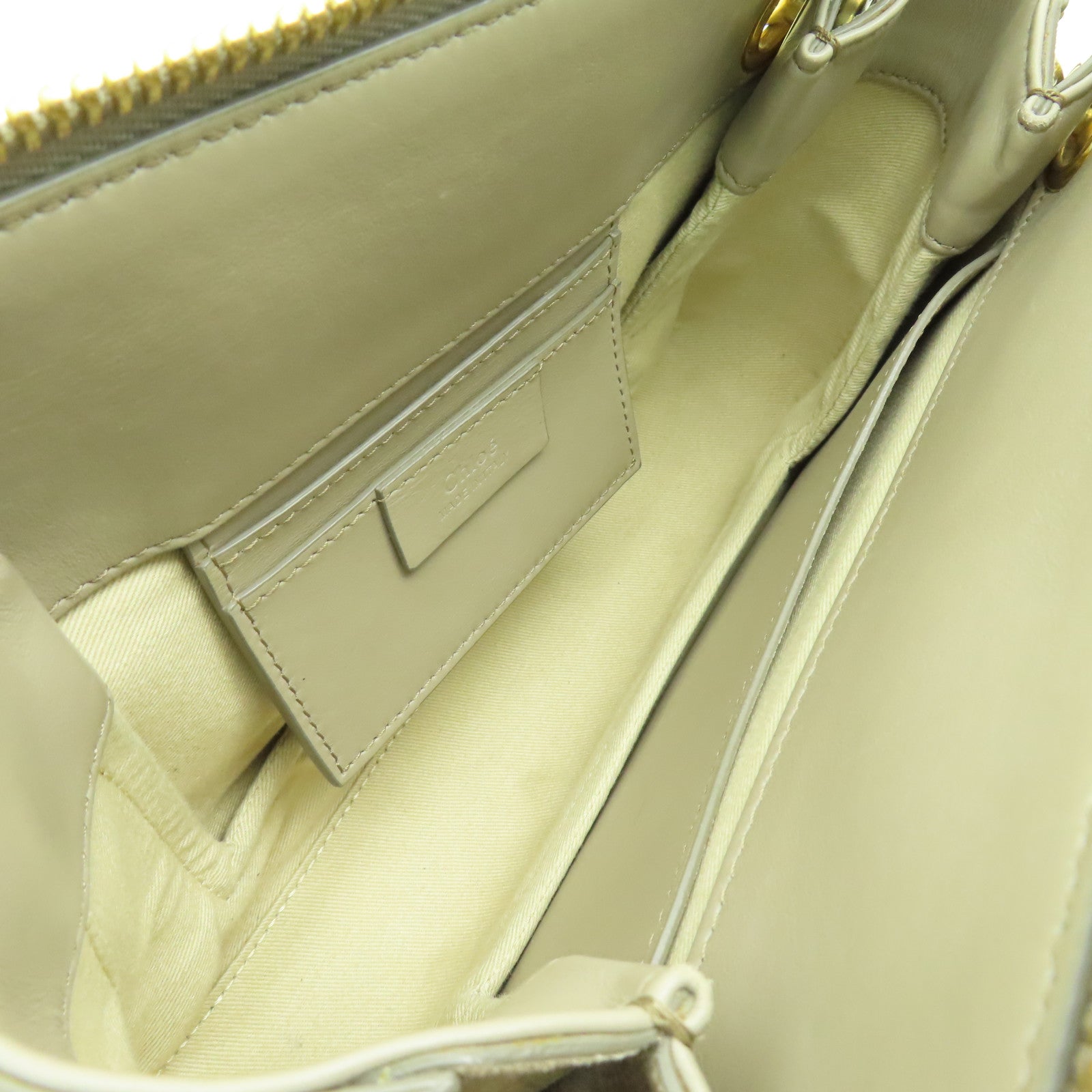 Chloe 【清倉大減價】牛皮皮革Shoulder Bag金扣手挽肩背兩用袋杏色