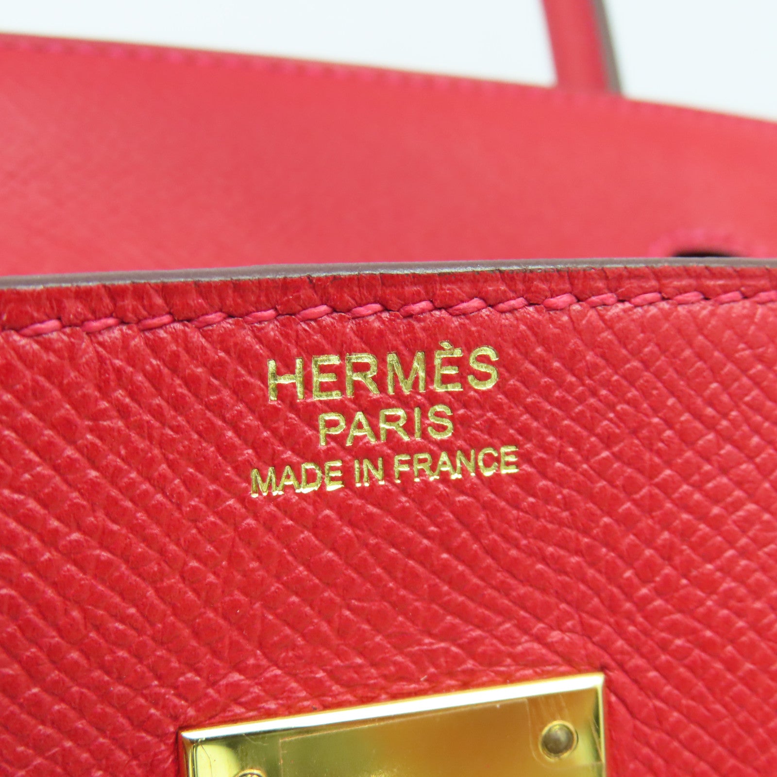 HERMES 【激減優惠】Epsom皮革Birkin 30金扣手挽袋國旗紅