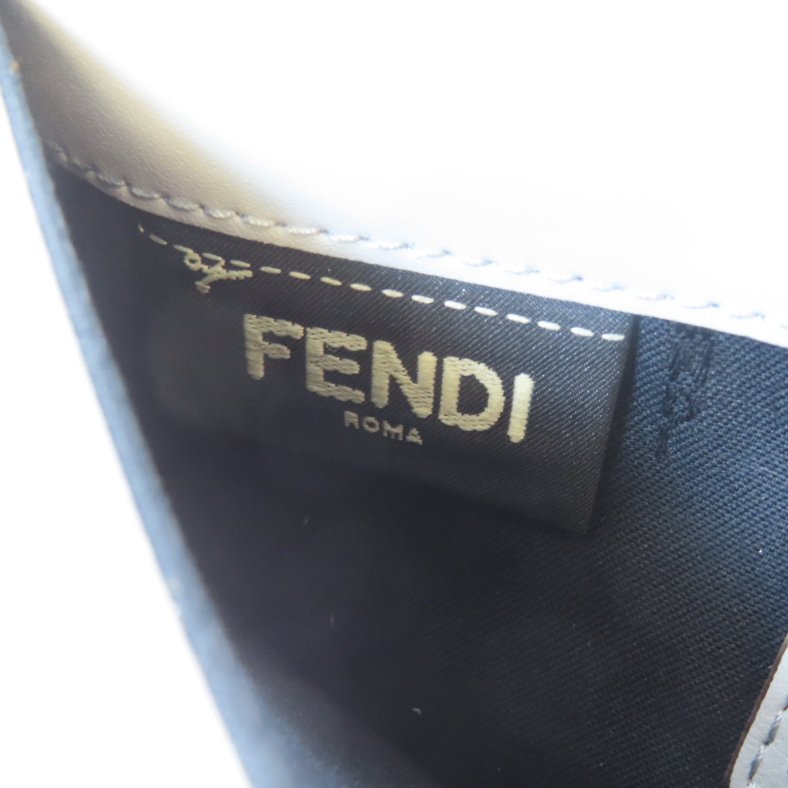 FENDI (PRICE DOWN) "Fun Fair" Studded Logo Chain Shoulder Bag 8M0346 Calfskin Light Blue