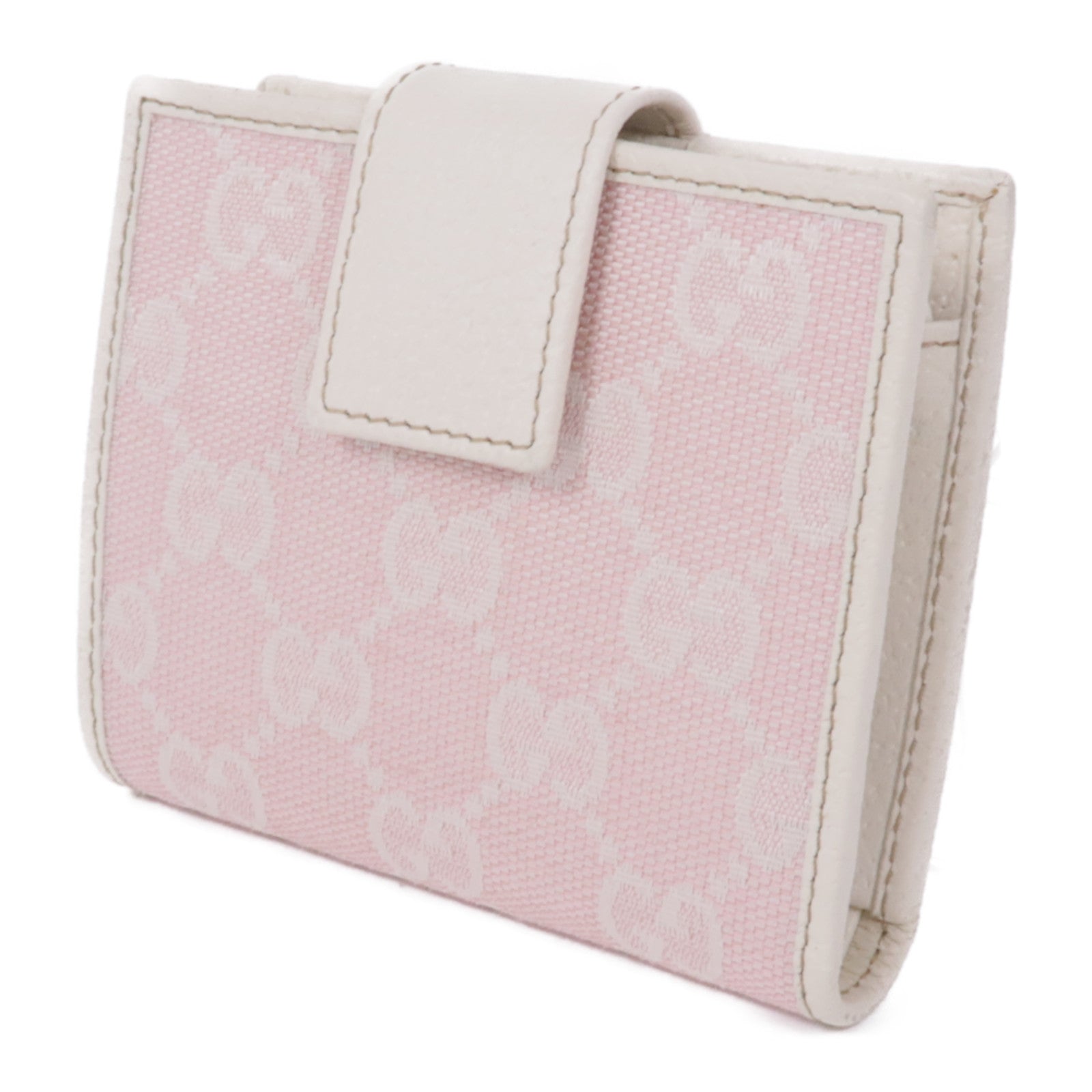 GUCCI 帆布/皮革Wallet銀扣錢包