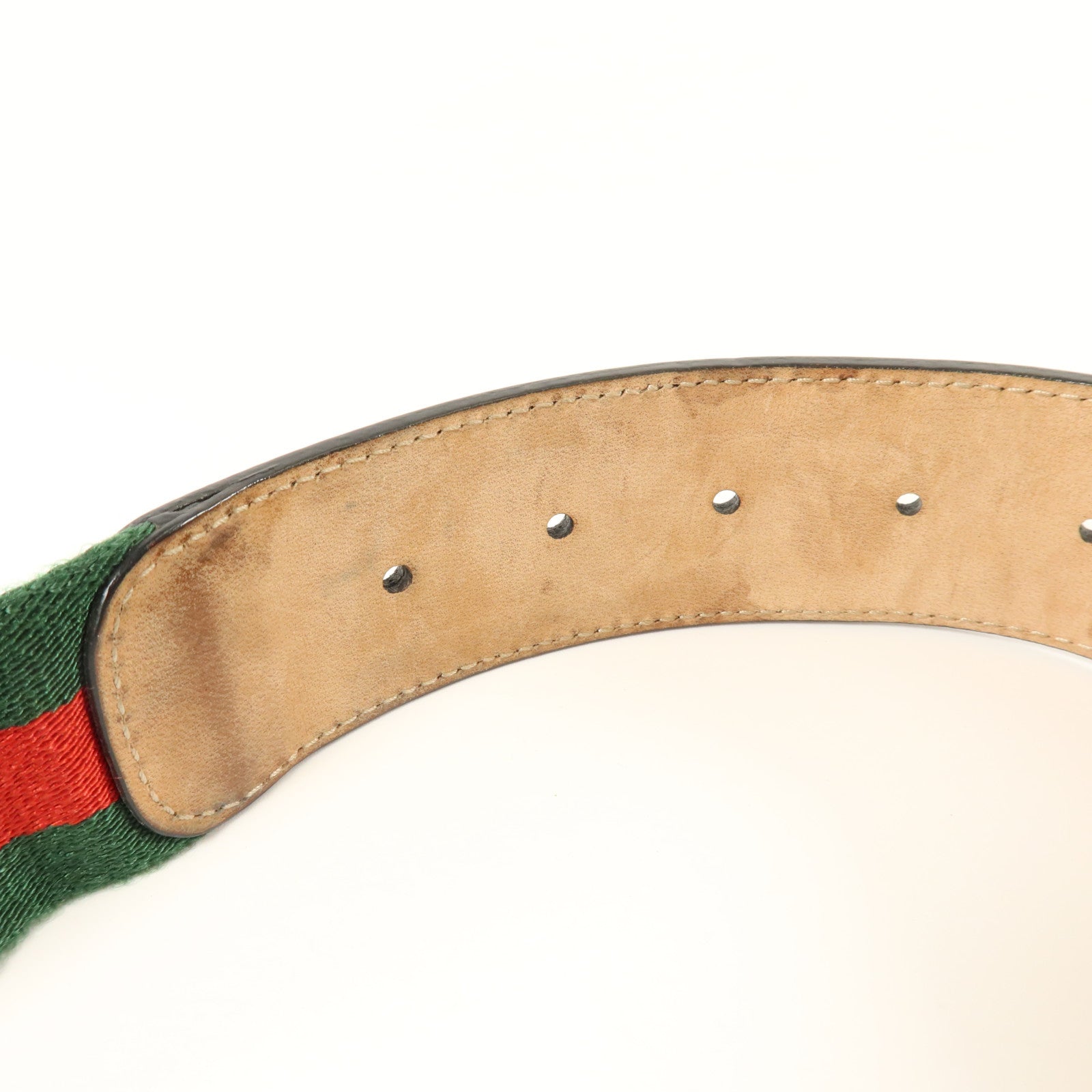 GUCCI 牛皮皮革/帆布GG Buckle Belt 90cm銀扣皮帶