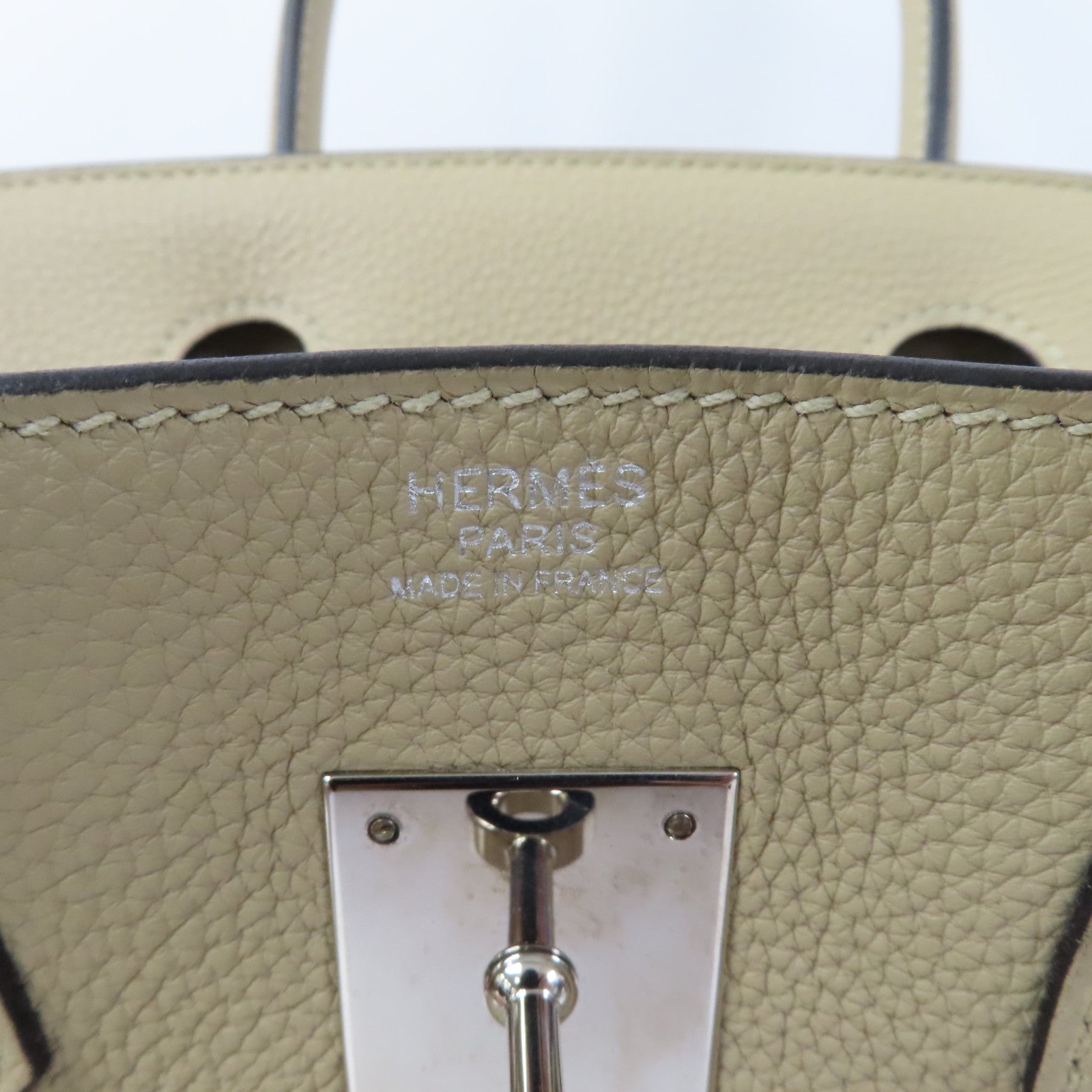 HERMES Togo皮革Birkin 30銀扣手挽袋Trench風衣灰色
