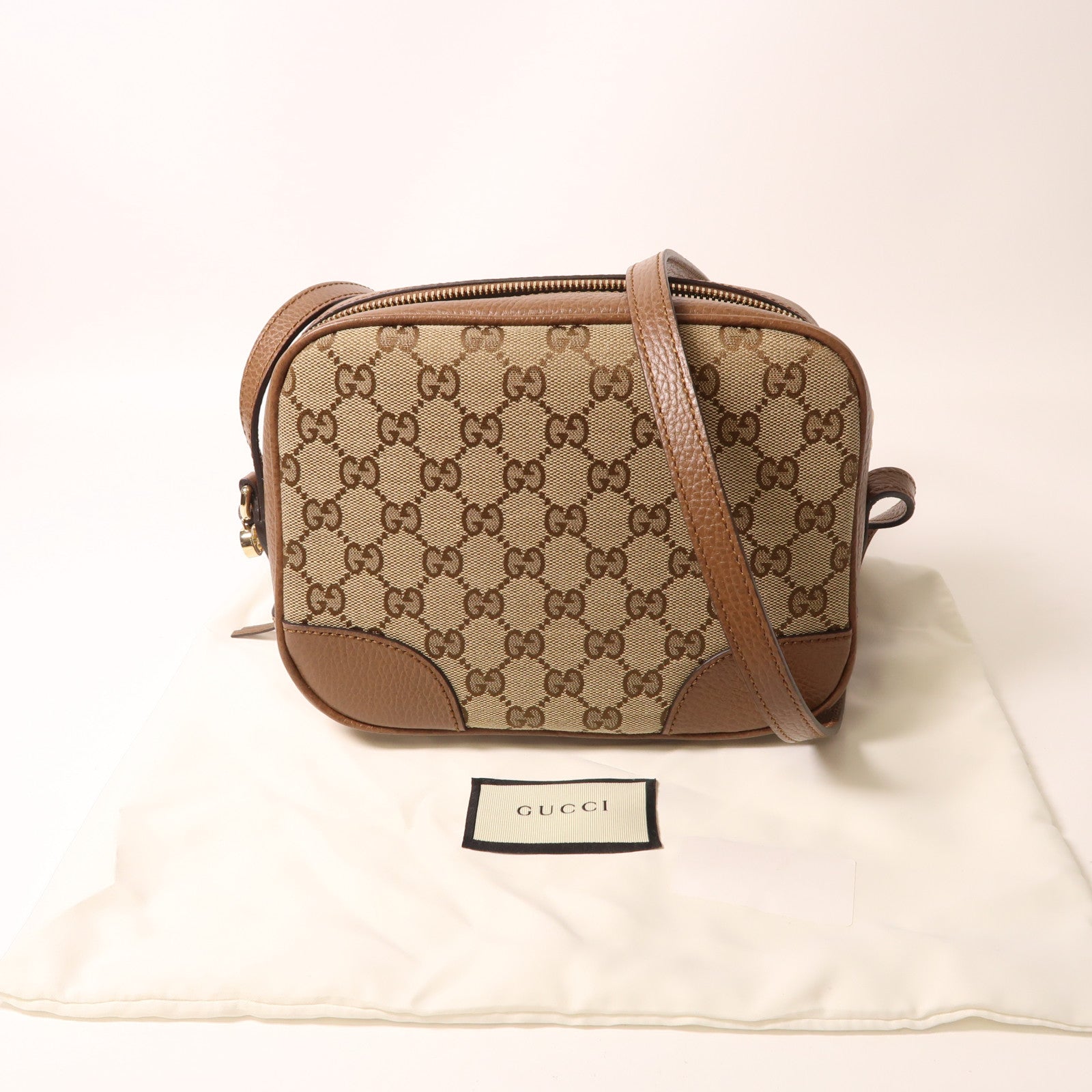 GUCCI GG SHW Shoulder Bag 520981 Coated Canvas/Calf Brown